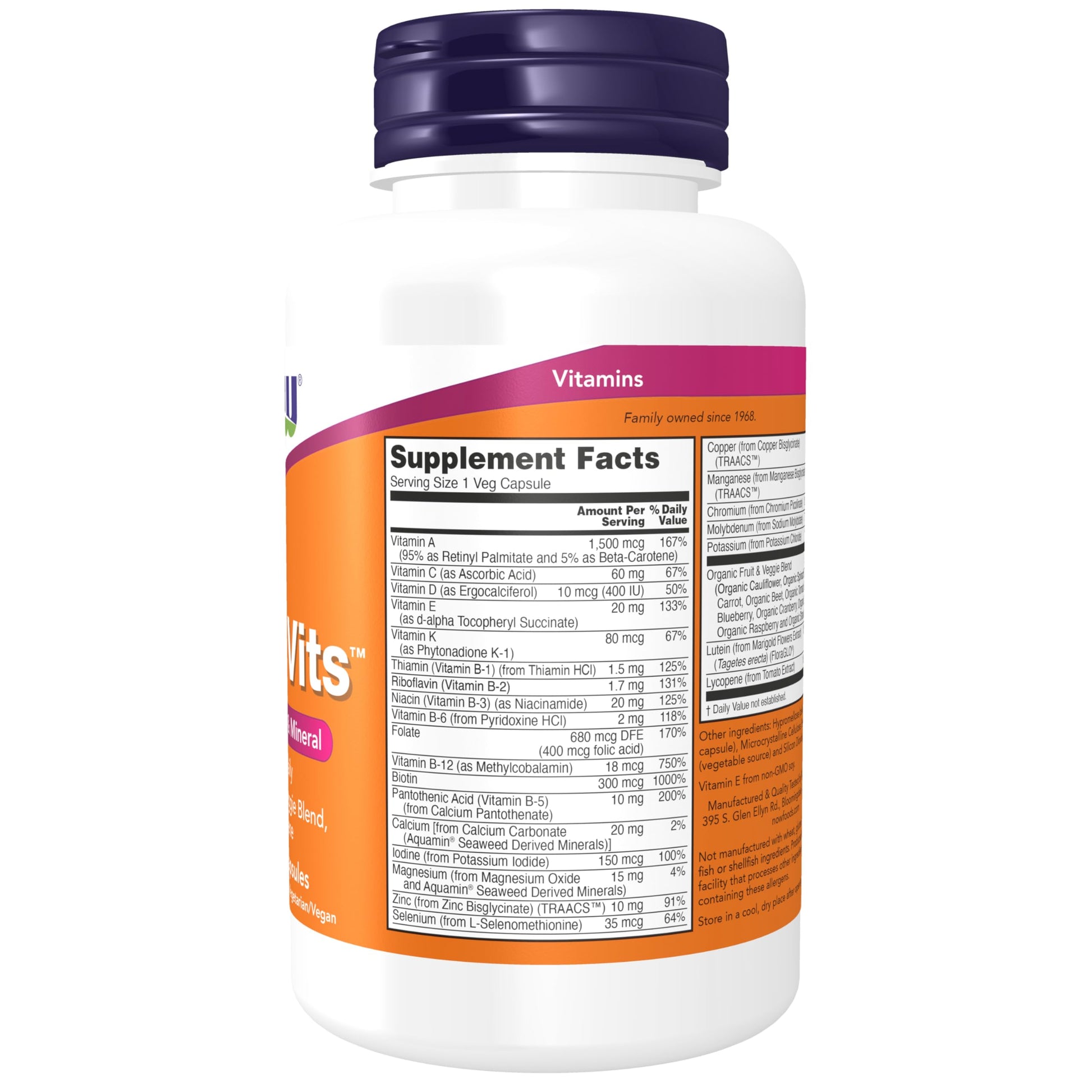 NOW Foods Supplements, Daily Vits™ with Fruit & Veggie Blend, Lutein and Lycopene, 120 Veg Capsules NOW FoodsAu supplements