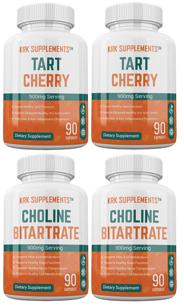 KRK SUPPLEMENTS Bundle Combo of 2 Bottles of Choline Bitartrate and 2 Bottles KRK SUPPLEMENTSUS supplements