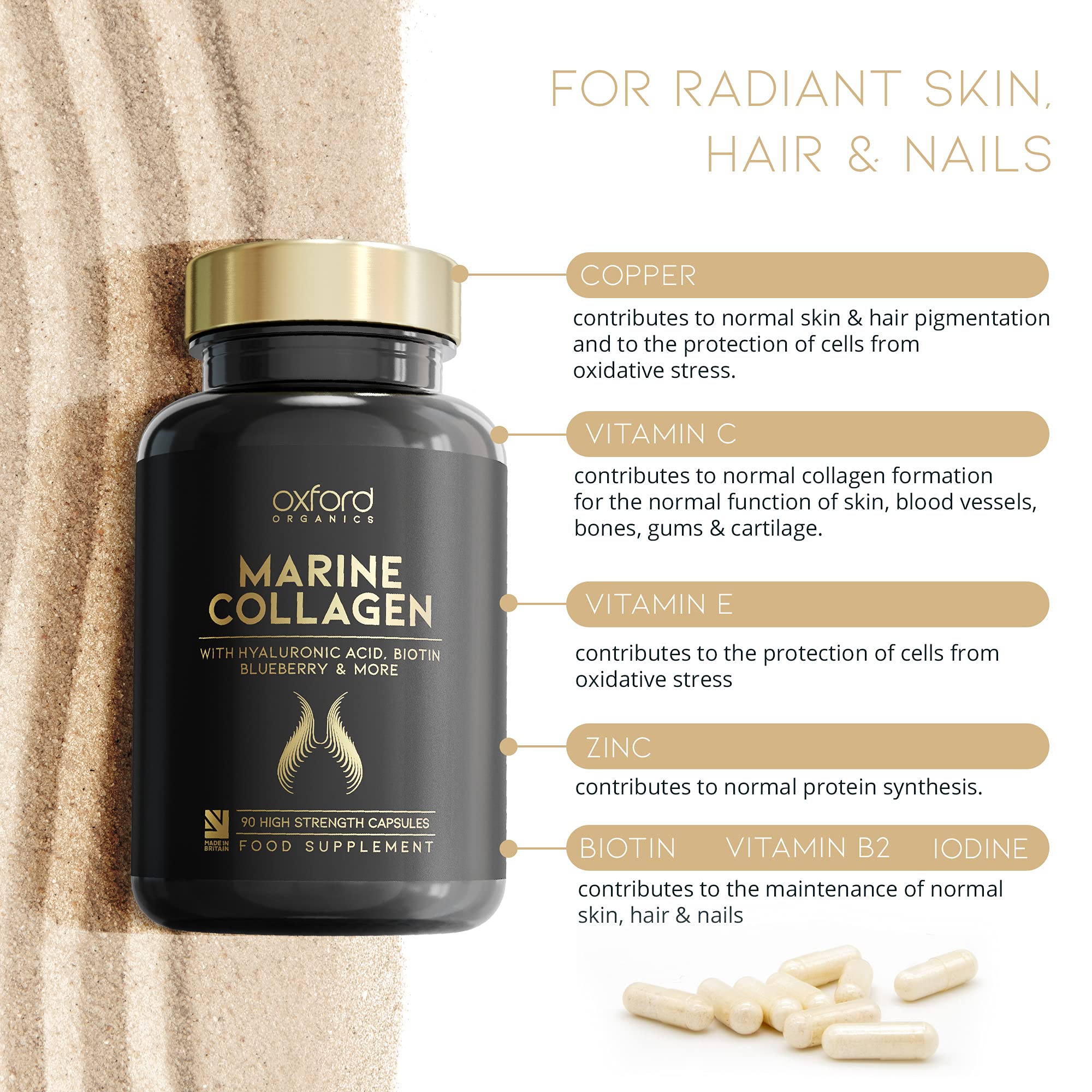 Advanced Marine Collagen Capsules | 1735mg Superfood & Vitamin Boosted Complex for Glowing Hair, Skin & Nails Oxford OrganicsAu supplements