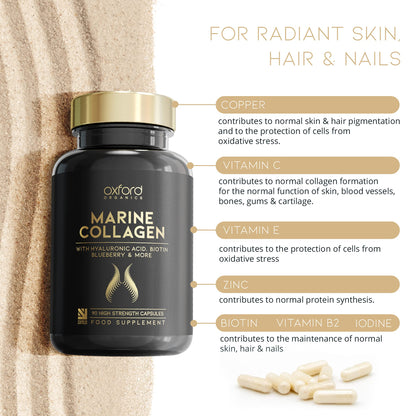 Advanced Marine Collagen Capsules | 1735mg Superfood & Vitamin Boosted Complex for Glowing Hair, Skin & Nails Oxford OrganicsUS supplements