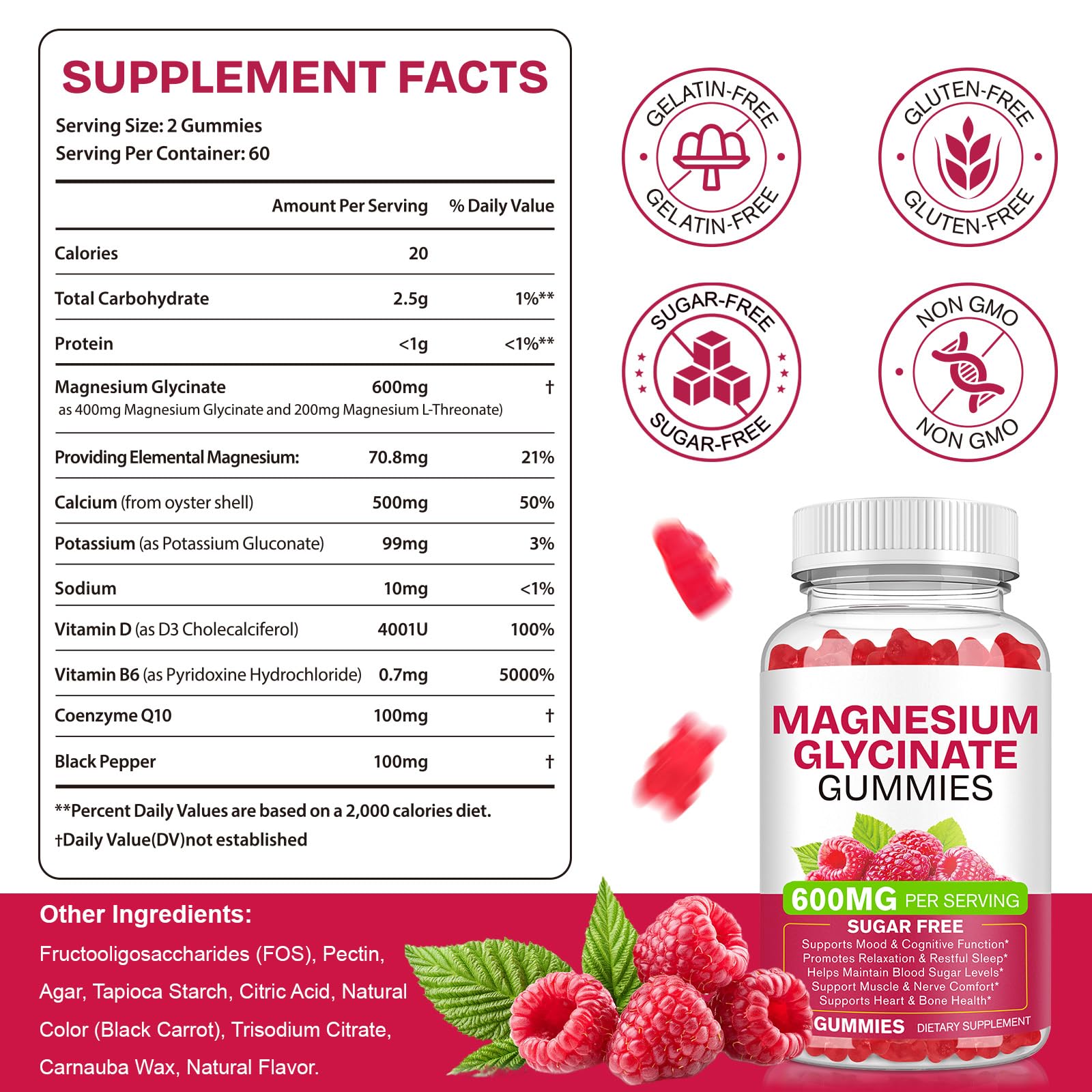 Magnesium Glycinate Gummies 600mg 120 Count - Sugar Free Magnesium Supplement - Supports for Sleep, Memory, Mood, Muscle, Relaxation, Heart & Bone Health BOIUOITIAu supplements