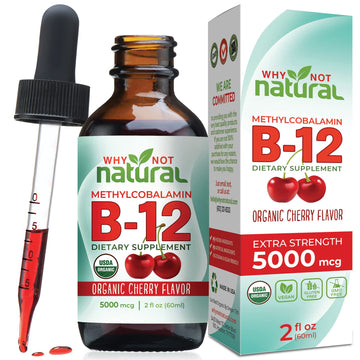 Why Not Natural Organic Vitamin B12 Liquid - Sublingual Extra Strength 60 x 5000 mcg Why Not NaturalAu supplements