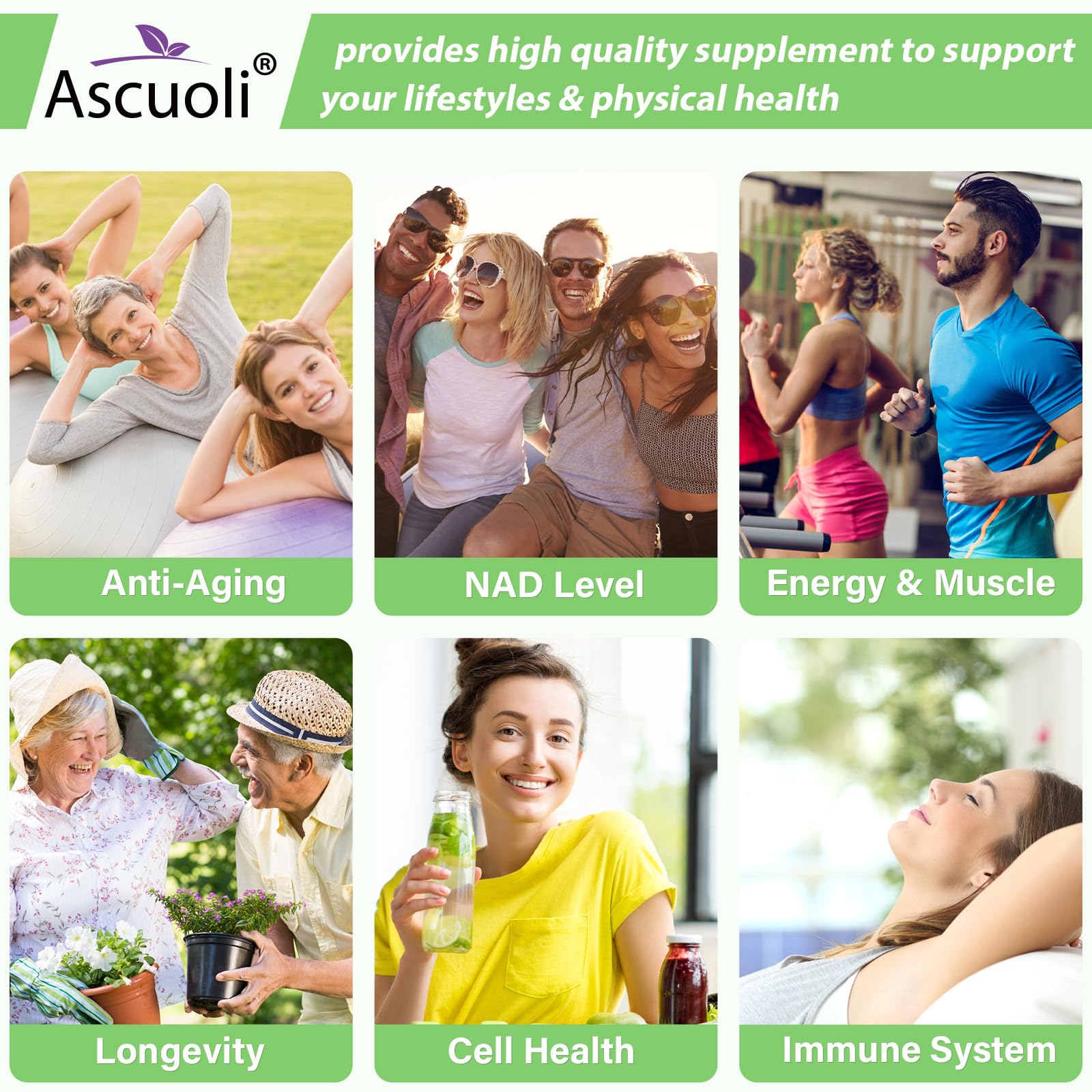 99% Ultra Purity NMN 500mg + Trans-Resveratrol 600mg, 1150mg NMN Resveratrol Supplement, 3-in-1 Advanced Formula for Boost* NAD, Cell, Immune, Energy & Muscle, Healthy Aging, Stabilized Form - 60 Caps AscuoliAu supplements