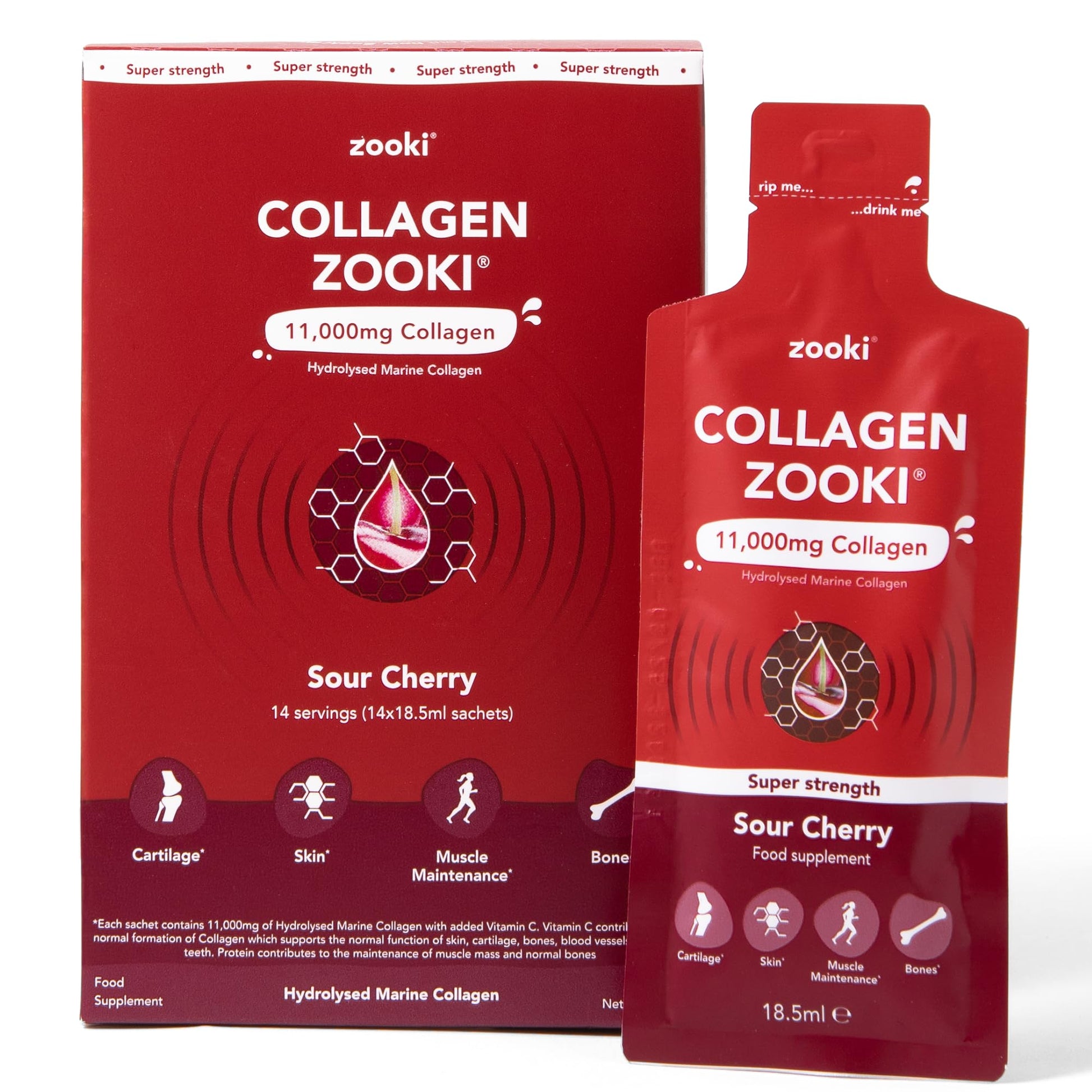 Zooki 11,000mg Super Strength Marine Collagen Liquid Sachets | Hydrolysed Marine Collagen Peptides ZookiAu supplements