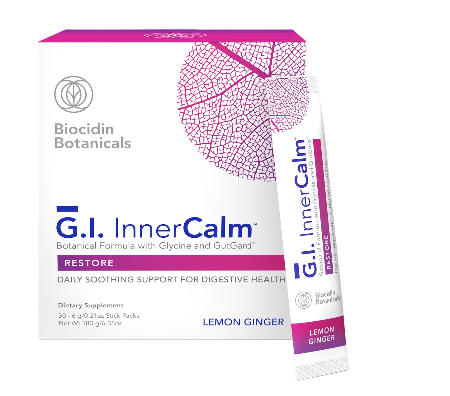 Bio-Botanical Research Biocidin Drink Mix - GI InnerCalm - Support Digestive Health, GI Detox, Healthy Mood & Sense of Relaxation - Soothing Formula with Glycine & No Glutamine (30 Stick Packs) Bio-Botanical ResearchUS supplements