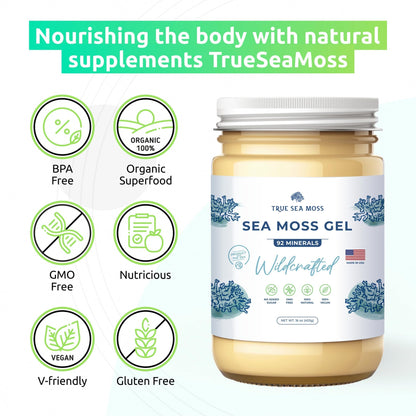 TrueSeaMoss Wildcrafted Irish Sea Moss Gel – Nutritious Raw Seamoss Rich in Minerals TrueSeaMossUS supplements
