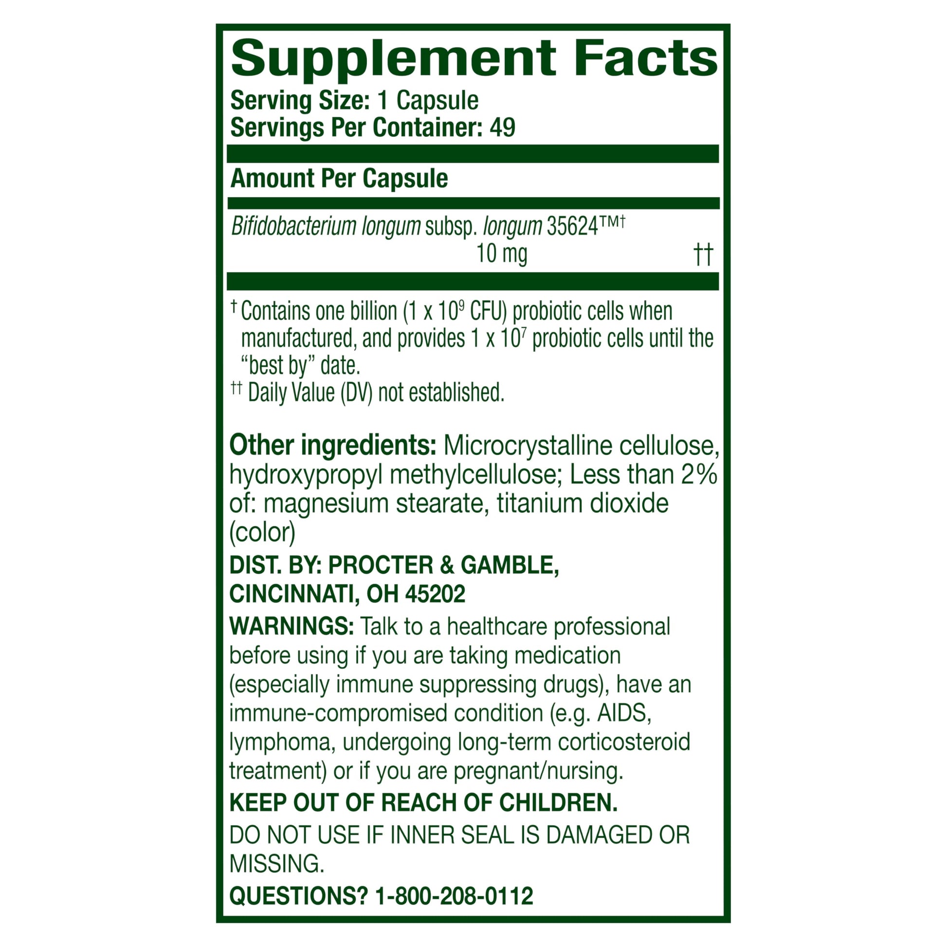 Align Probiotic, 24/7 Digestive Support*§, Probiotics for Women and Men, Probiotics for Digestive Health, Men and Womens Probiotic Capsules Help Relieve Occasional Bloating & Gas*, 49 Capsules AlignAu supplements
