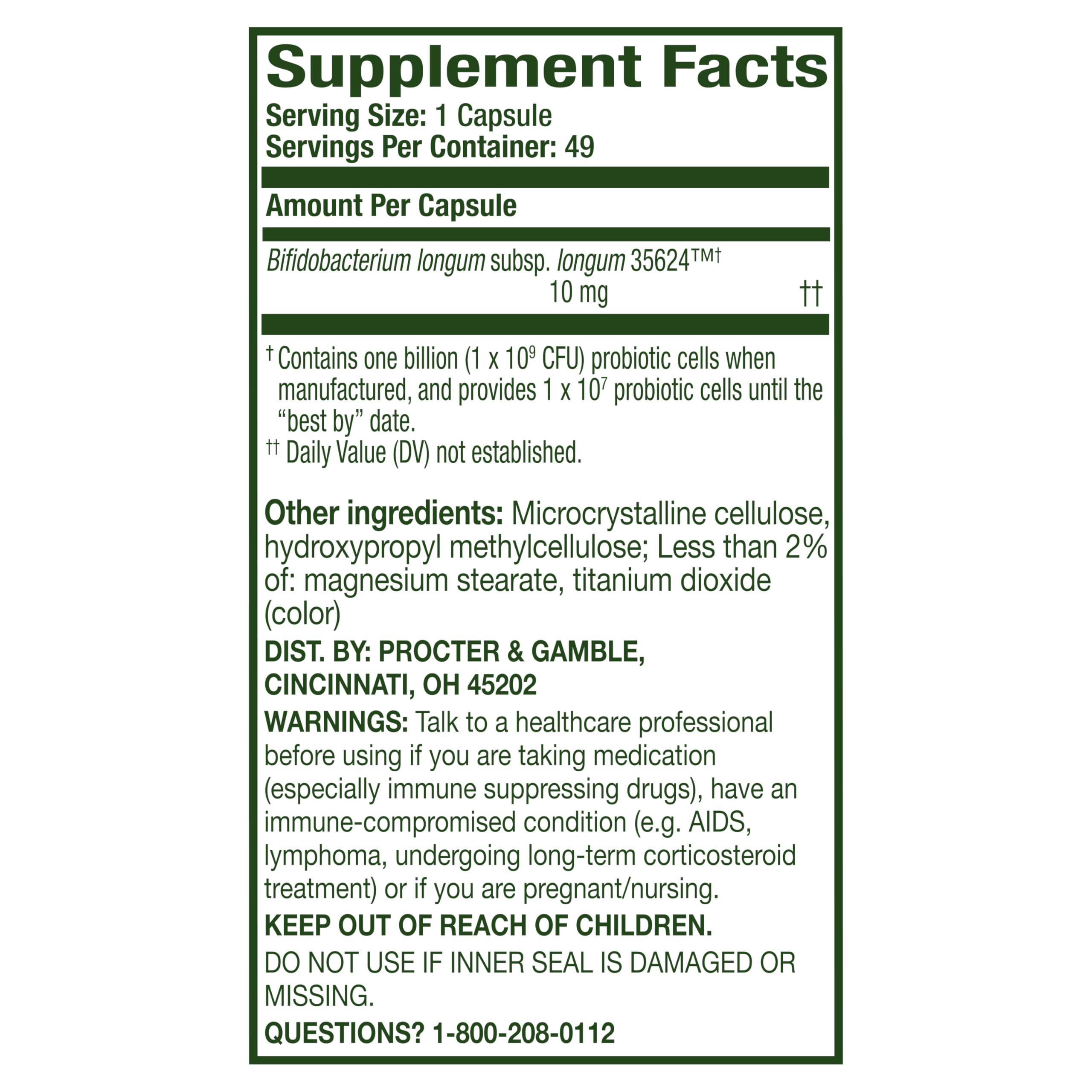 Align Probiotic, 24/7 Digestive Support*§, Probiotics for Women and Men, Probiotics for Digestive Health, Men and Womens Probiotic Capsules Help Relieve Occasional Bloating & Gas*, 49 Capsules AlignAu supplements