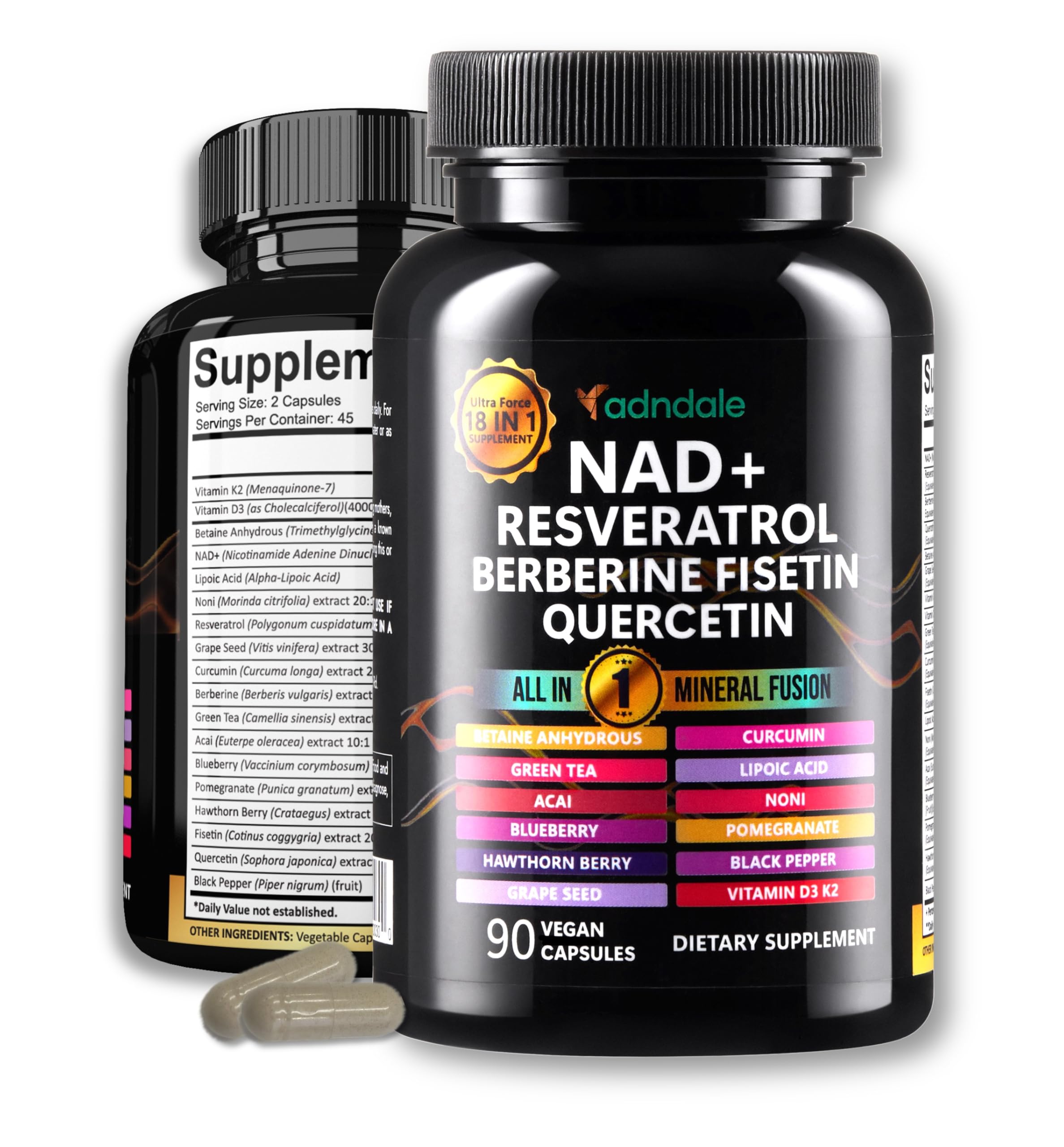 Adndale Liposomal NAD Supplement. Longevity Formula NMN Supplement Alternative. 90CT Advanced NAD+ Resveratrol AdndaleAu supplements