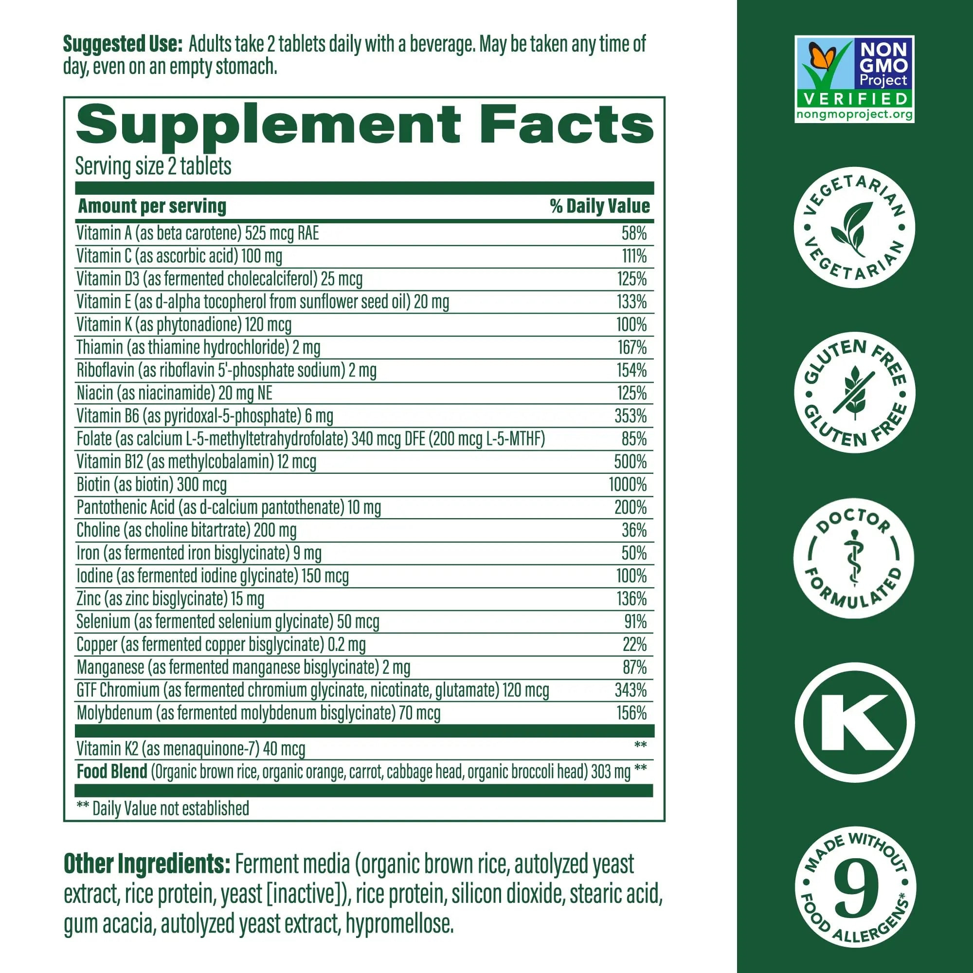 MegaFood Women's 40+ Multivitamin - Multivitamin Supplement for Women with Iron, Vitamins C, B12, K2, A, B6, Choline, and more MegaFoodAu supplements