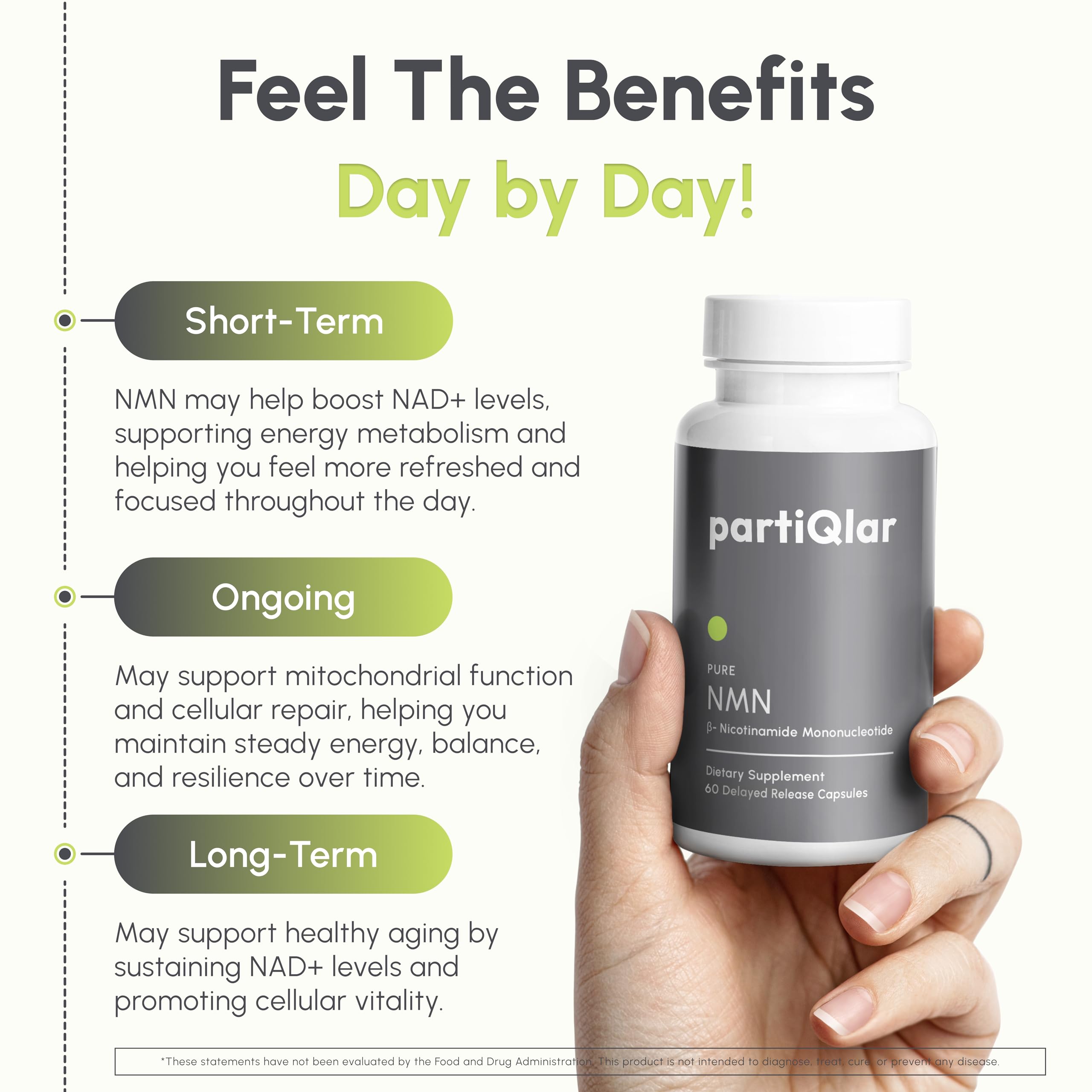 partiQlar NMN Supplement 500mg – Nicotinamide Mononucleotide NMN & Booster for Cellular Energy, Longevity & Healthy Aging – 2-Month Supply (60 Capsules) partiQlarAu supplements