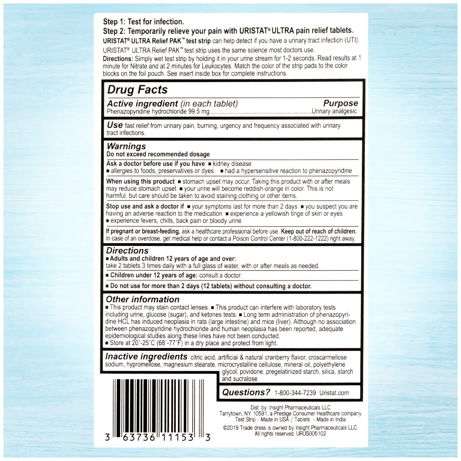 Uristat Ultra Strength Urinary Tract Infection Treatments and Test Relief Kit – 1 UTI Test Strip & 12 Cranberry Flavor Relief Tablets to Ease Urinary Pain, Burning & Urgency URISTATAu supplements