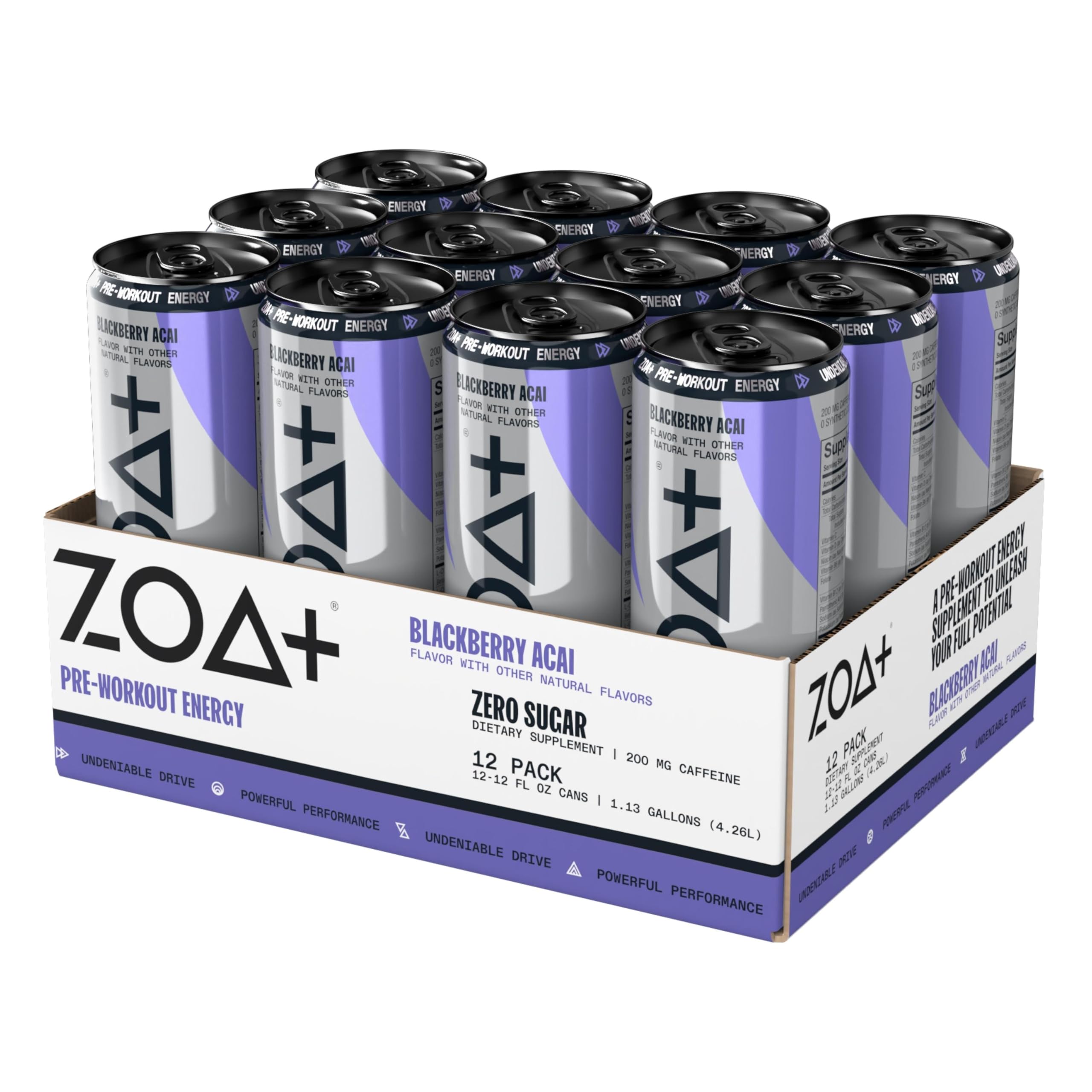 ZOA Plus Sugar-Free Pre-Workout Drink, Ready to Drink with Nitric Oxide, Vitamin B, C and D ZOAAu supplements