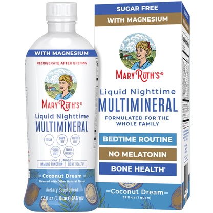 MaryRuth Organics Liquid Nighttime Multimineral | No Melatonin | Bedtime Routine | Magnesium Citrate | Calcium | Zinc | Vitamin D3| Available in 4 Flavors - Vegan | Sugar Free | Gluten Free | 32 Oz MARYRUTH'SUS supplements