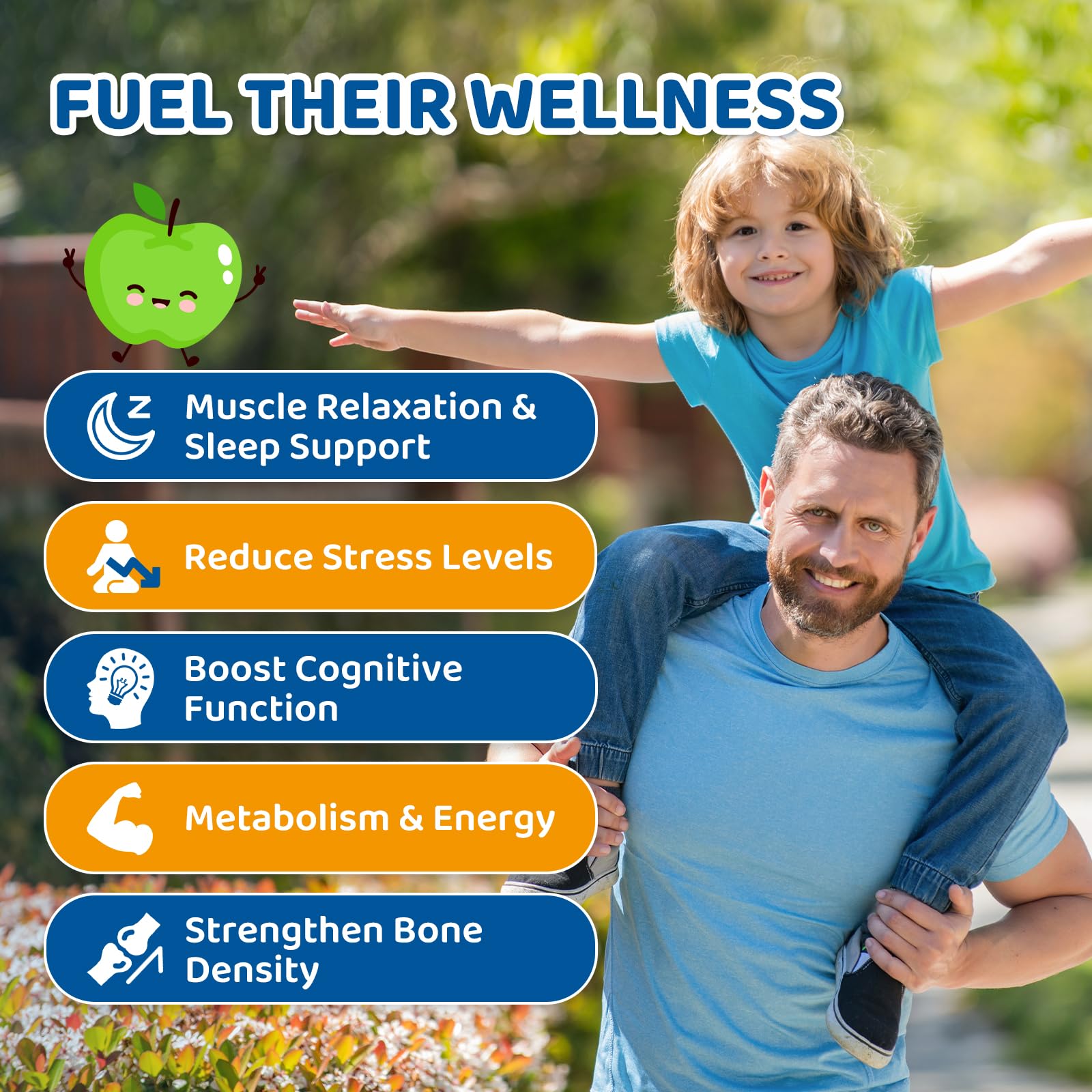 Center-Filled Magnesium Gummies for Kids 300MG - Magnesium Glycinate Gummies with L-theanine, Omega-3, Vitamin B6, D for Kids & Adults, Supplement for Sleep, Calm & Muscle Relaxation - Apple & Kiwi CNCHEFAu supplements