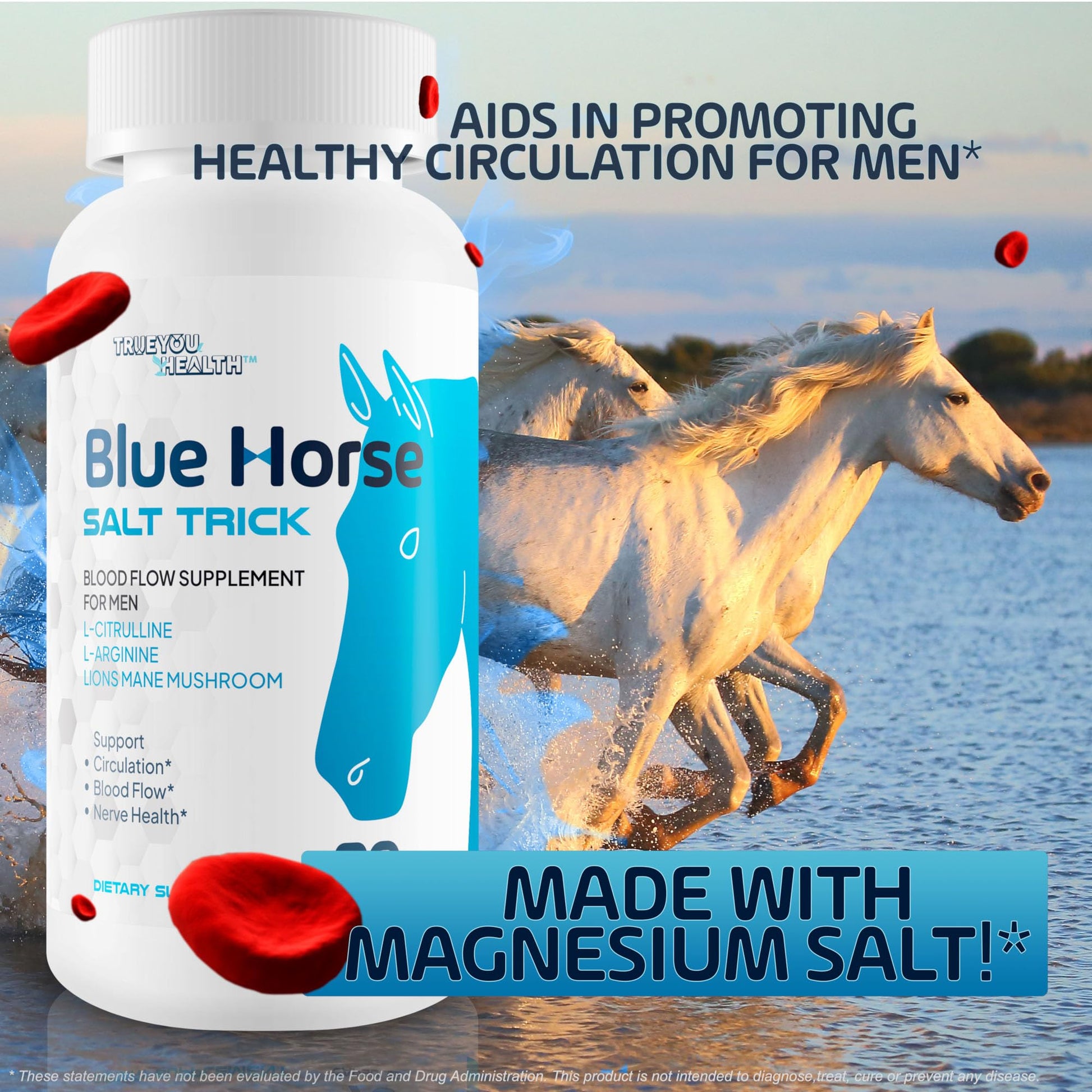 Blue Horse Salt Trick - Our Best Blood Flow Supplement for Men - Our Best Circulation Supplement - Male Circulation Supplements Nitric Oxide Vasodilator to Improve Blood Flow 7 Blue Salt Trick for Men True You HealthAu supplements