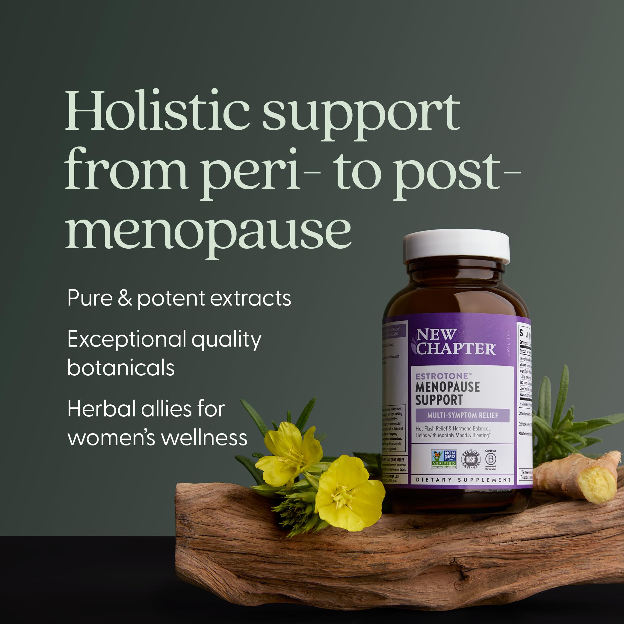 New Chapter Menopause Supplement - Estrotone Herbal Hormone Balance for Women in Perimenopause, with Black Cohosh for Hot Flash Relief & to Reduce Night Sweats + Vitex, No Added Hormones - 30 ct New ChapterAu supplements