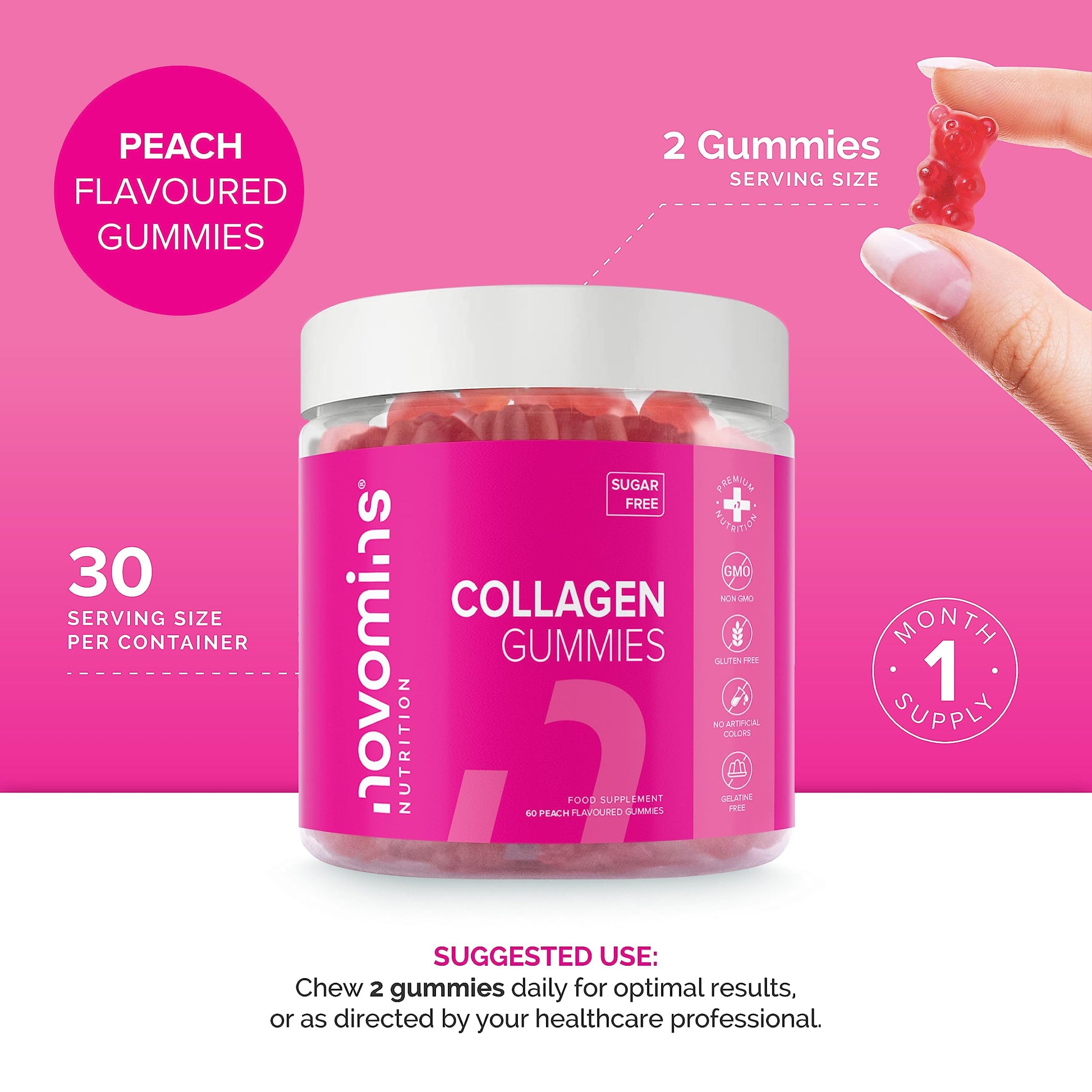 Collagen Gummies - Sugar Free Marine Collagen Gummies - Superior Type 1 Hydrolysed Collagen novominsAu supplements