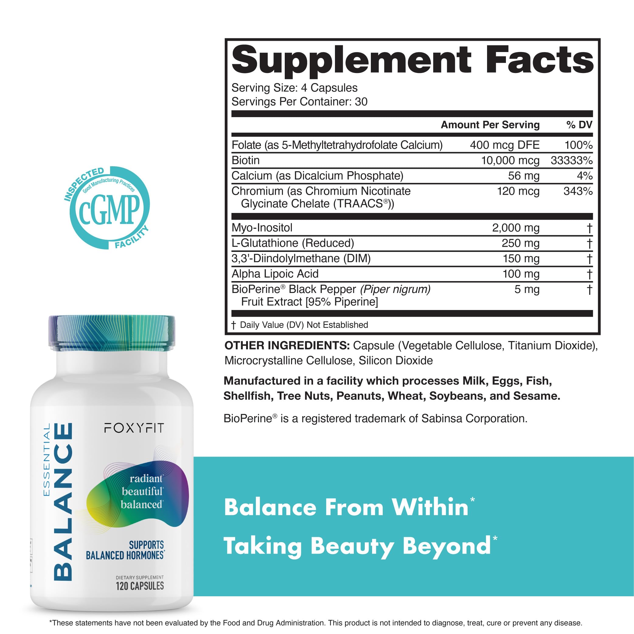 Essential Balance Hormonal Support and Vitamin Supplement for Women by Foxy Fit – Antioxidant, Healthy Skin & Hair for Daily Use* (30 Servings) FoxyFitAu supplements
