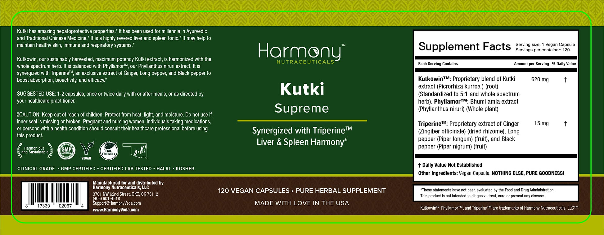 Kutki Supreme - Harmony Nutraceuticals Ayurvedic Medicine for Healthy Skin, Immune and Respiratory Systems - 120 Vegan Organic Capsules Harmony NutraceuticalsAu supplements