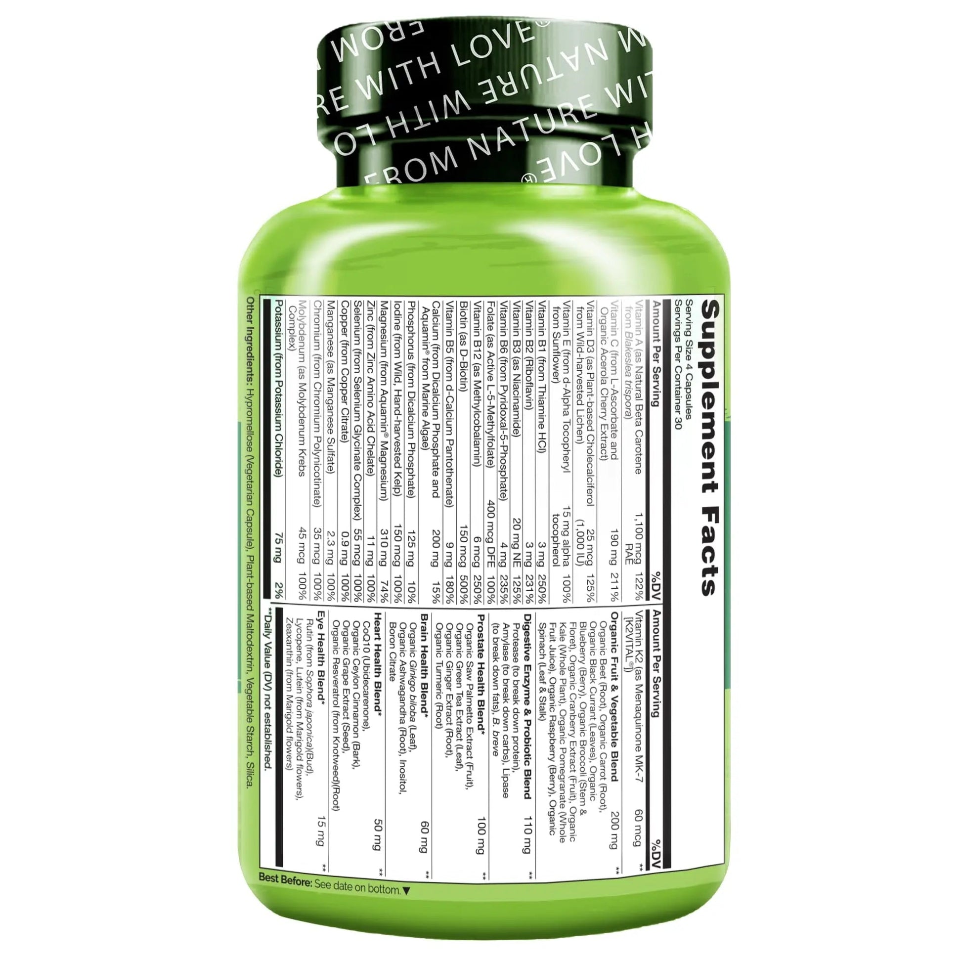 NATURELO Whole Food Multivitamin for Men 50+ - with Vitamins, Minerals, Organic Herbal Extracts - Vegan Vegetarian NATURELOAu supplements