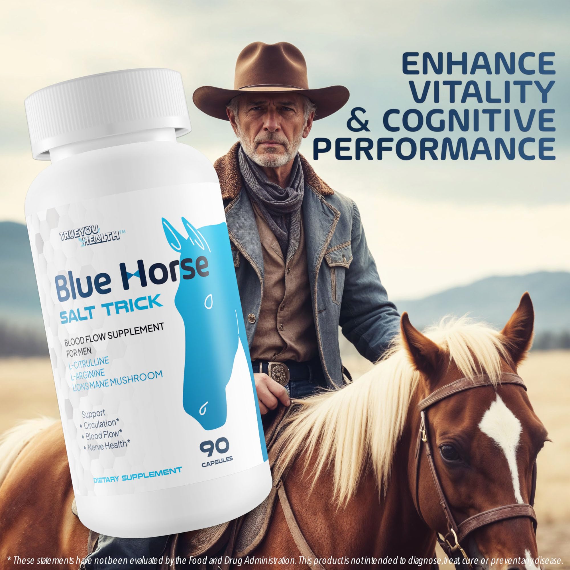 Blue Horse Salt Trick - Our Best Blood Flow Supplement for Men - Our Best Circulation Supplement - Male Circulation Supplements Nitric Oxide Vasodilator to Improve Blood Flow 7 Blue Salt Trick for Men True You HealthAu supplements