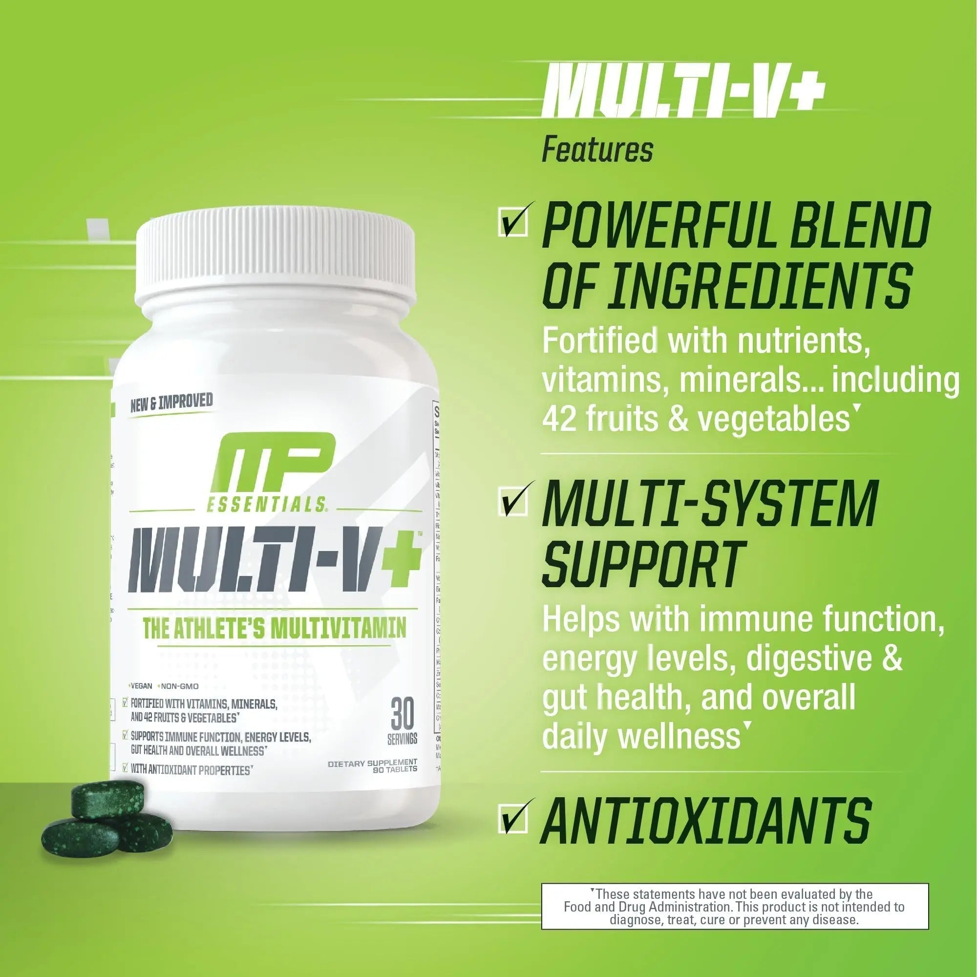 Muscle Pharm Essentials Multi-V+, The Athlete's Multi-Vitamin, Enhanced Energy, Performance & Immune Health, Daily Multivitamin for Men & Women Muscle PharmAu supplements