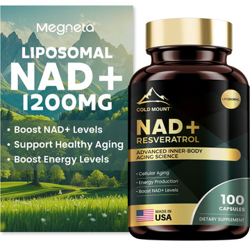 MEGNETA Liposomal NAD+ Supplement 1200mg with Trans Resveratrol - Boost NAD+ Levels, Energy & Anti-Aging Support - Vegan, 100 Capsules MEGNETAAu supplements