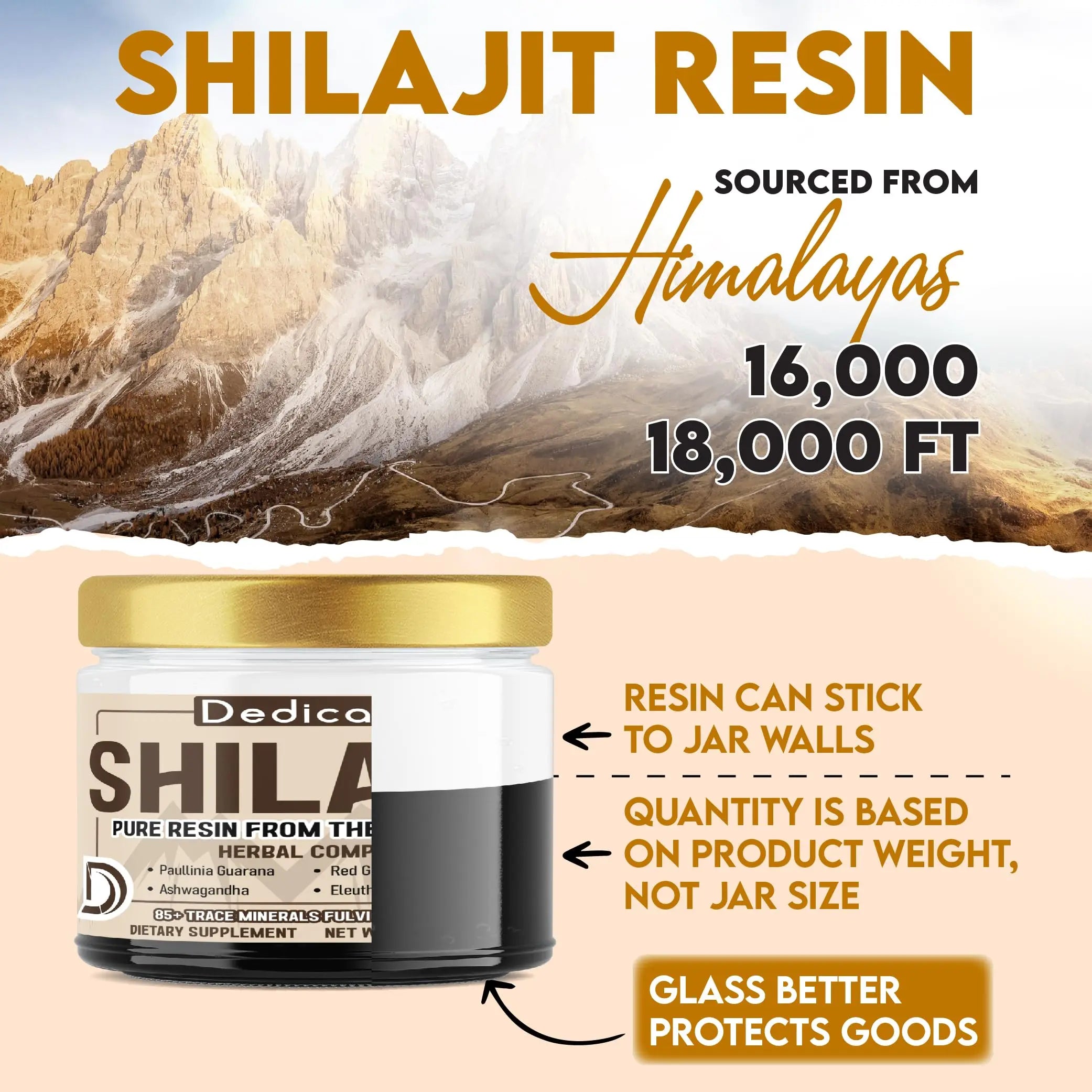 DEDICAD 30g Shilajit Resin with Herbal Complex - Paullinia Guarana, Gotu Kola Leaf & More - Shilajit Pure Himalayan Organic for Immune System, Energy Production, Brain Health & Stamina DEDICADnz supplements