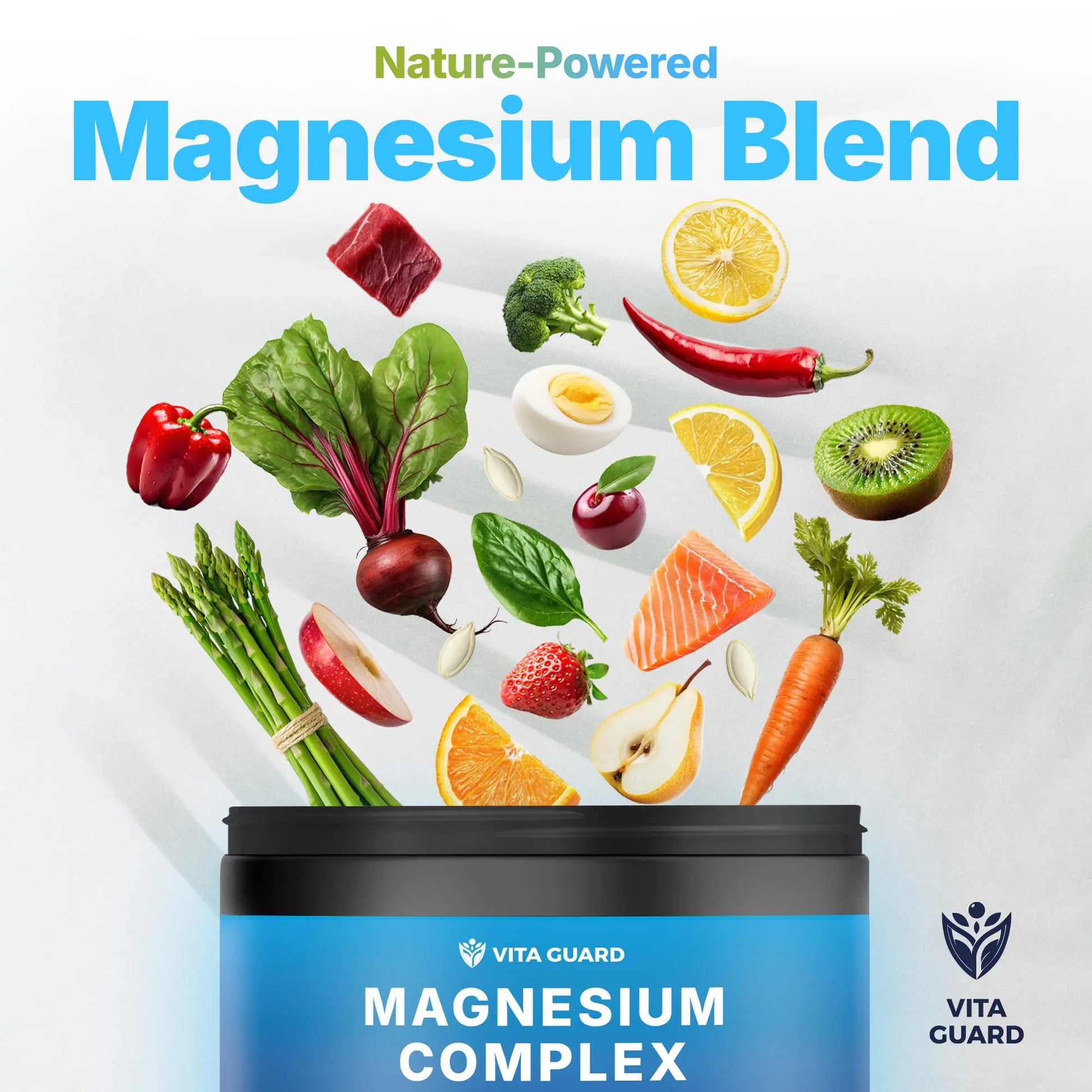 Vita Guard Magnesium Complex 1480mg – 10-in-1 with Glycinate, Citrate, Malate & More – High Absorption – Sleep, Muscle, Nerve & Heart Support – 90 Vegan Capsules – Non-GMO, Gluten-Free, No Sugar Vita Guardnz supplements