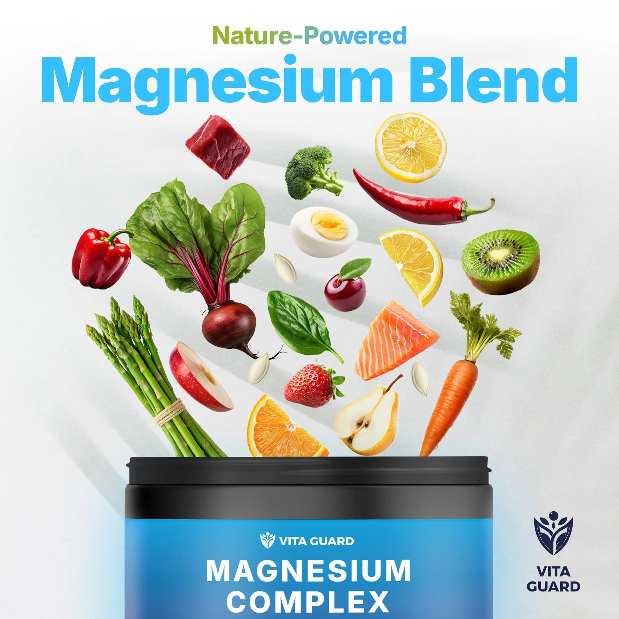 Vita Guard Magnesium Complex 1480mg – 10-in-1 with Glycinate, Citrate, Malate & More – High Absorption – Sleep, Muscle, Nerve & Heart Support – 90 Vegan Capsules – Non-GMO, Gluten-Free, No Sugar Vita Guardnz supplements