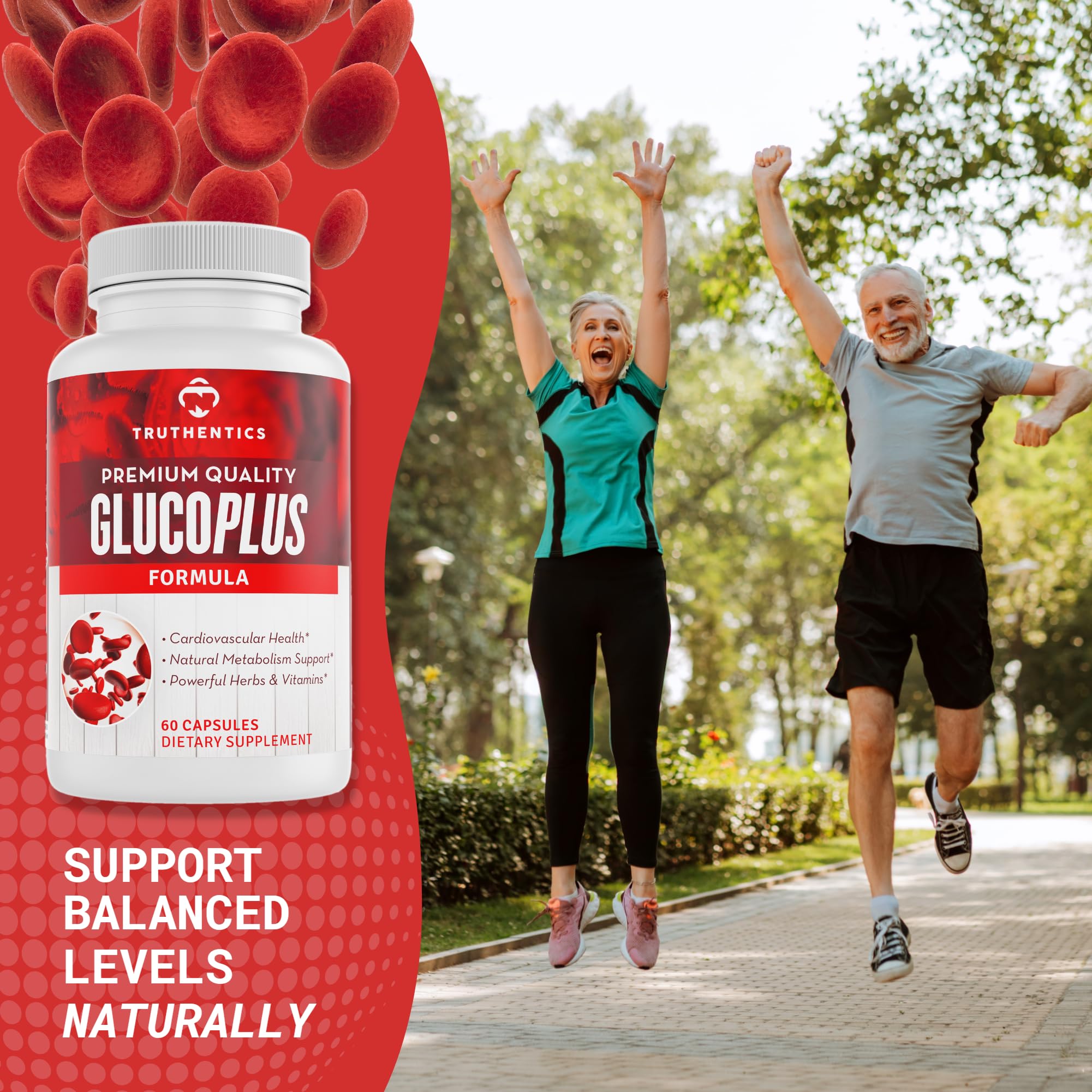 TRUTHENTICS GlucoPlus - 20 Herbs, Vitamins & Minerals with Cinnamon, Chromium, Vanadium, Bitter Melon, Alpha Lipoic Acid, Magnesium - Gluten Free, Non-GMO - 60 Capsules TRUTHENTICSAu supplements