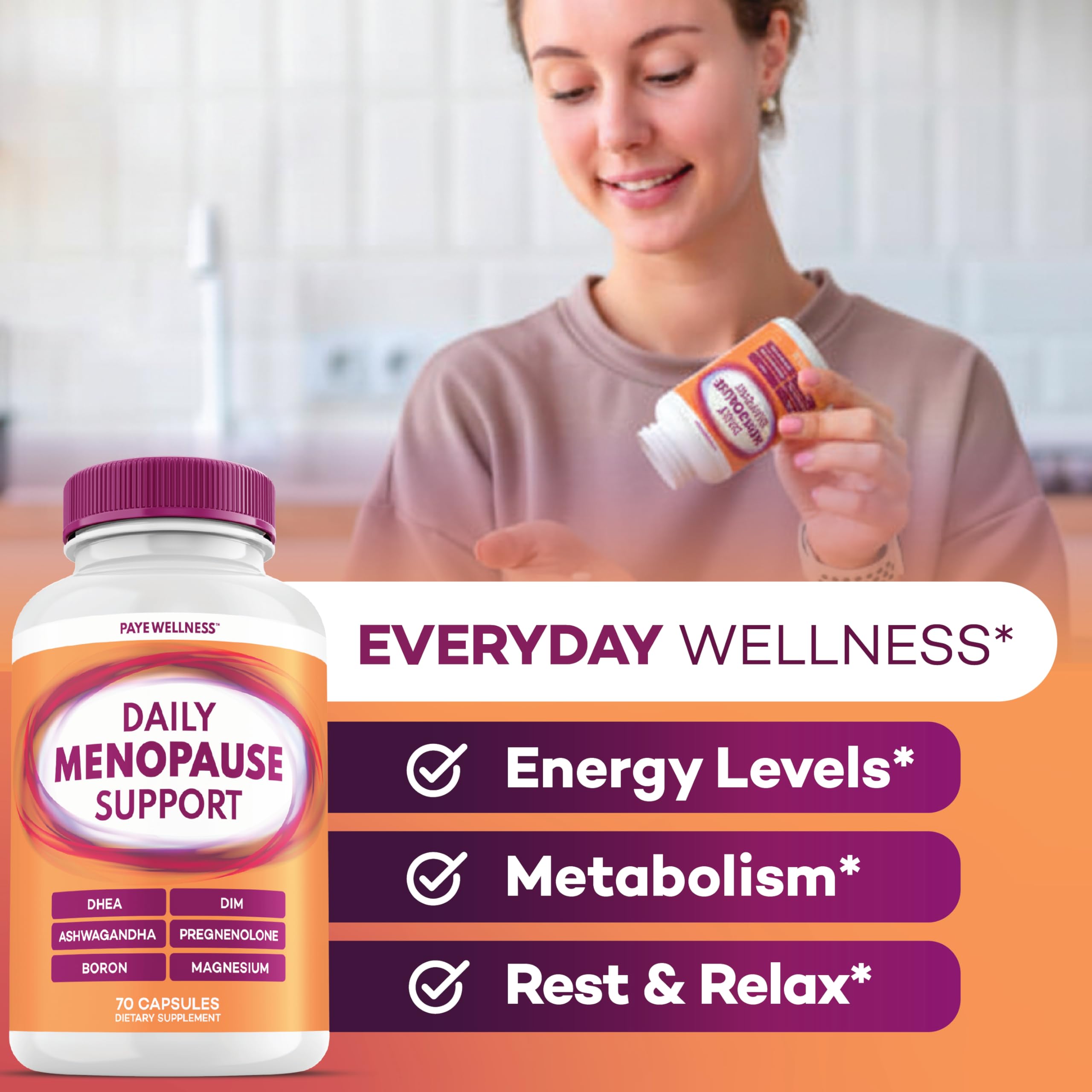 Menopause and Perimenopause Supplement for Women 10-1 Relief Formula for Hot Flashes, Night Sweats, Mood, Energy & Hormone – DIM, Ashwagandha, Vitamin D, DHEA, Zinc, Magnesium 2-Pack, 140 Capsules PAYÉAu supplements