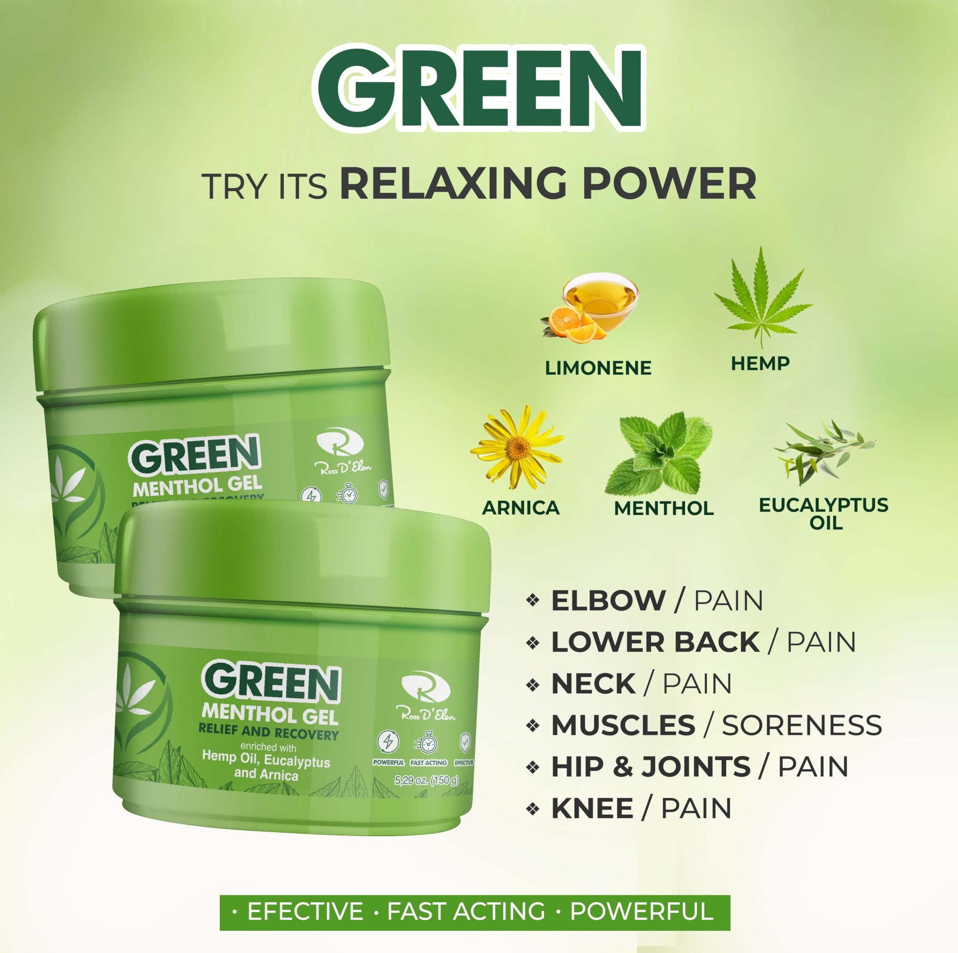 Ross D’Elen Green Menthol Gel Small - 3 Pack (3) ROSS D'ELENAu supplements