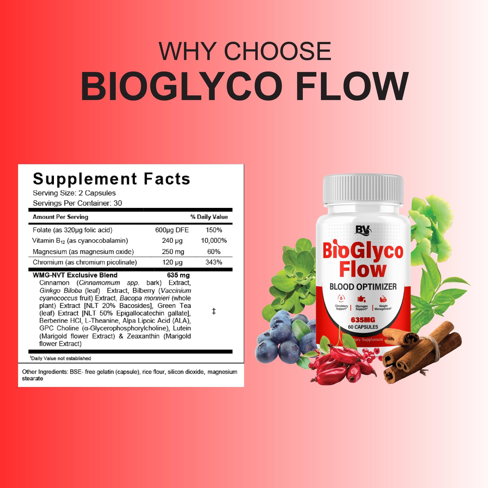 BioGlyco Flow Advanced Daily Multivitamin Health Support and All Natural Wellness Supplement Formula, BioGlyco Flow Premium Health and Wellness Support Formula Supplement (2 Pack - 120 Capsules) BLUE VIBEAu supplements