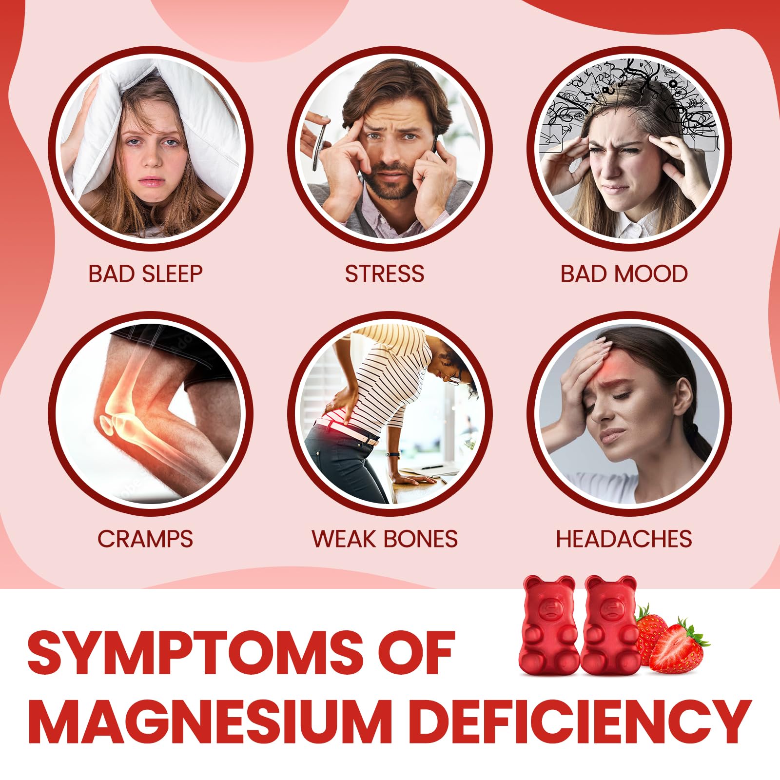 Magnesium Glycinate Gummies 500mg - Magnesium Supplement with Vitamin B6 for Adults & Magnesium for Kids - Calm Magnesium for Sleep, Mood, Muscle Support - Strawberry Flavor, 60 Gummies dilibAu supplements