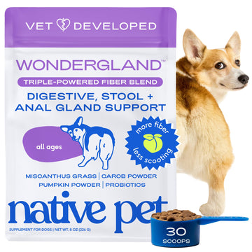 Native Pet WonderGland - Dog Anal Gland Supplement - Promotes Firm Stools, Natural Gland Expression to Help Reduce Scooting - Fiber Food Topper with Miscanthus Grass, Pumpkin & Probiotics - 30 Scoops Native PetAu supplements