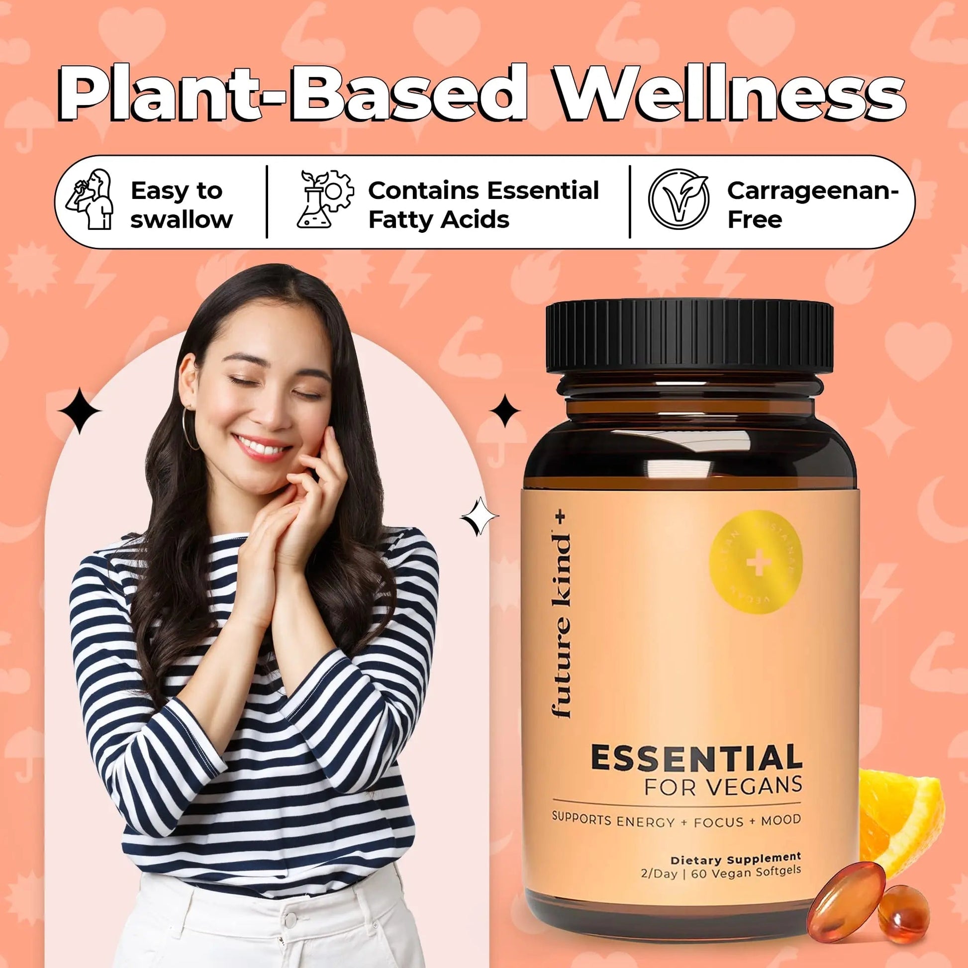 Future Kind Vegan Multivitamins - Glass Bottle & Made for Vegans with Omega 3 DHA, EPA, Vitamin B12 & D3 for Energy, Focus, & Mood (60 Softgels) Future KindAu supplements