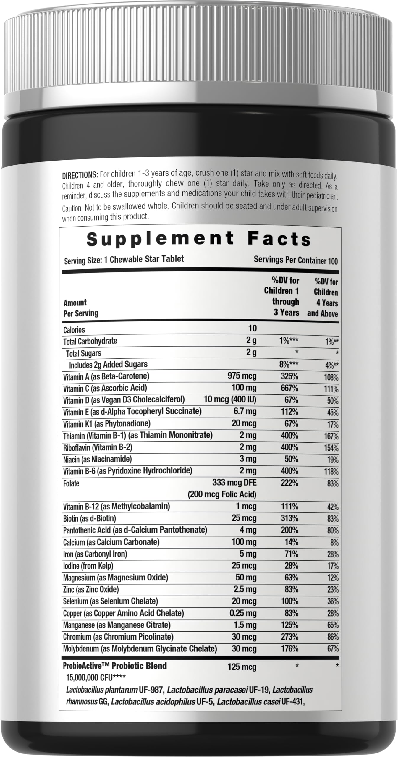 Horbäach Kids Multivitamin with Probiotics | 100 Chewable Tablets | Fruit Punch Flavor | Vegetarian, Non-GMO, Gluten Free Children's Supplement HorbäachAu supplements