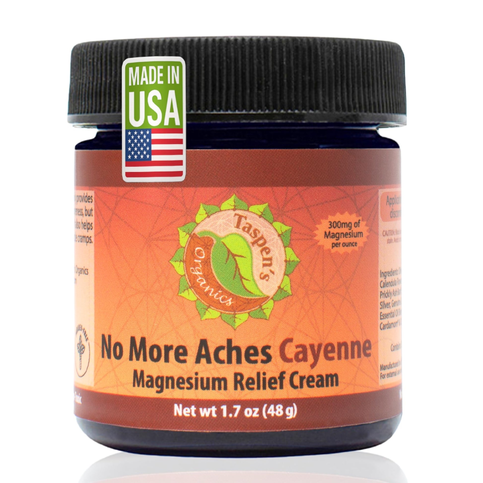 Taspen's Organics Magnesium No More Aches Cayenne Relief Cream – Pain, Tension & Nerve Comfort – Muscle Relief – Warming with Cayenne, Ginger, Arnica & St. John's Wort – Topical Fast Relief (1.7 oz) Taspen's OrganicsAu supplements