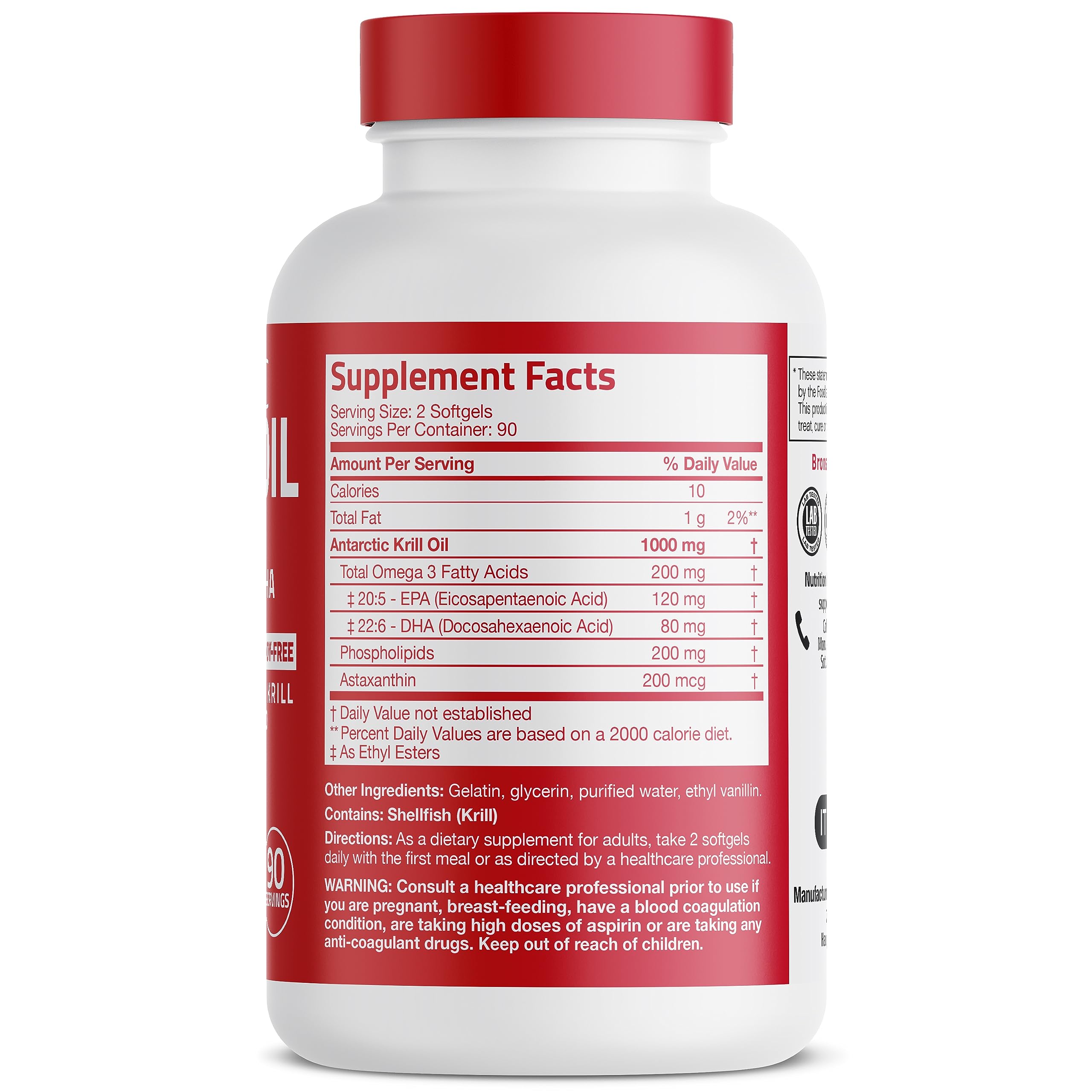 Bronson Antarctic Krill Oil 1000 mg with Omega-3s EPA, DHA, Astaxanthin and Phospholipid BronsonUS supplements