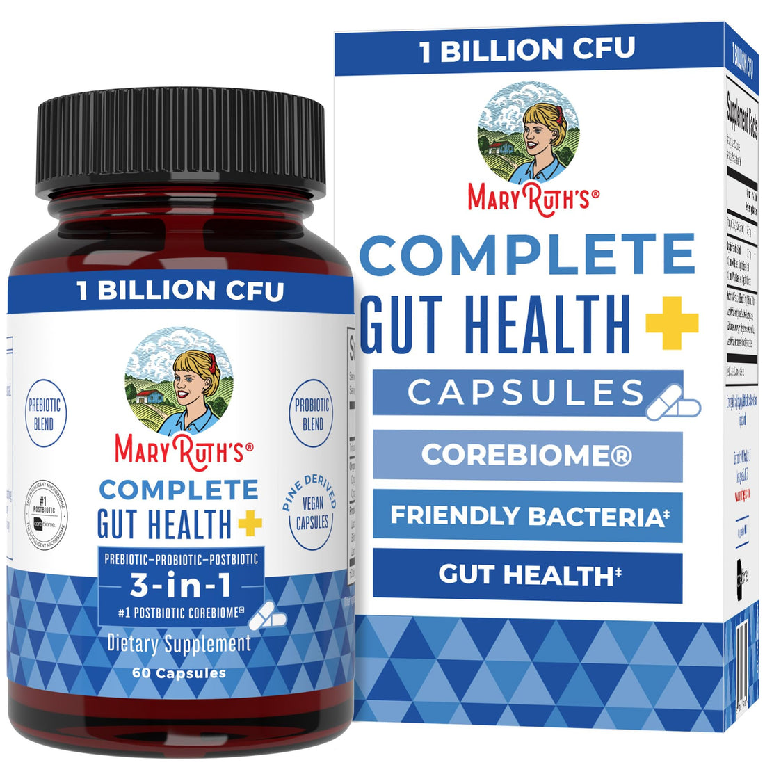 MARYRUTH'S Complete Gut Health+ Capsules | 5 Probiotic Blend | Butyrate | Corebiome® | Vegan Gut Support | Support Gastrointestinal Health & Microbiome MARYRUTH'SUS supplements