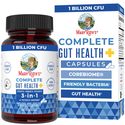 MARYRUTH'S Complete Gut Health+ Capsules | 5 Probiotic Blend | Butyrate | Corebiome® | Vegan Gut Support | Support Gastrointestinal Health & Microbiome MARYRUTH'SUS supplements
