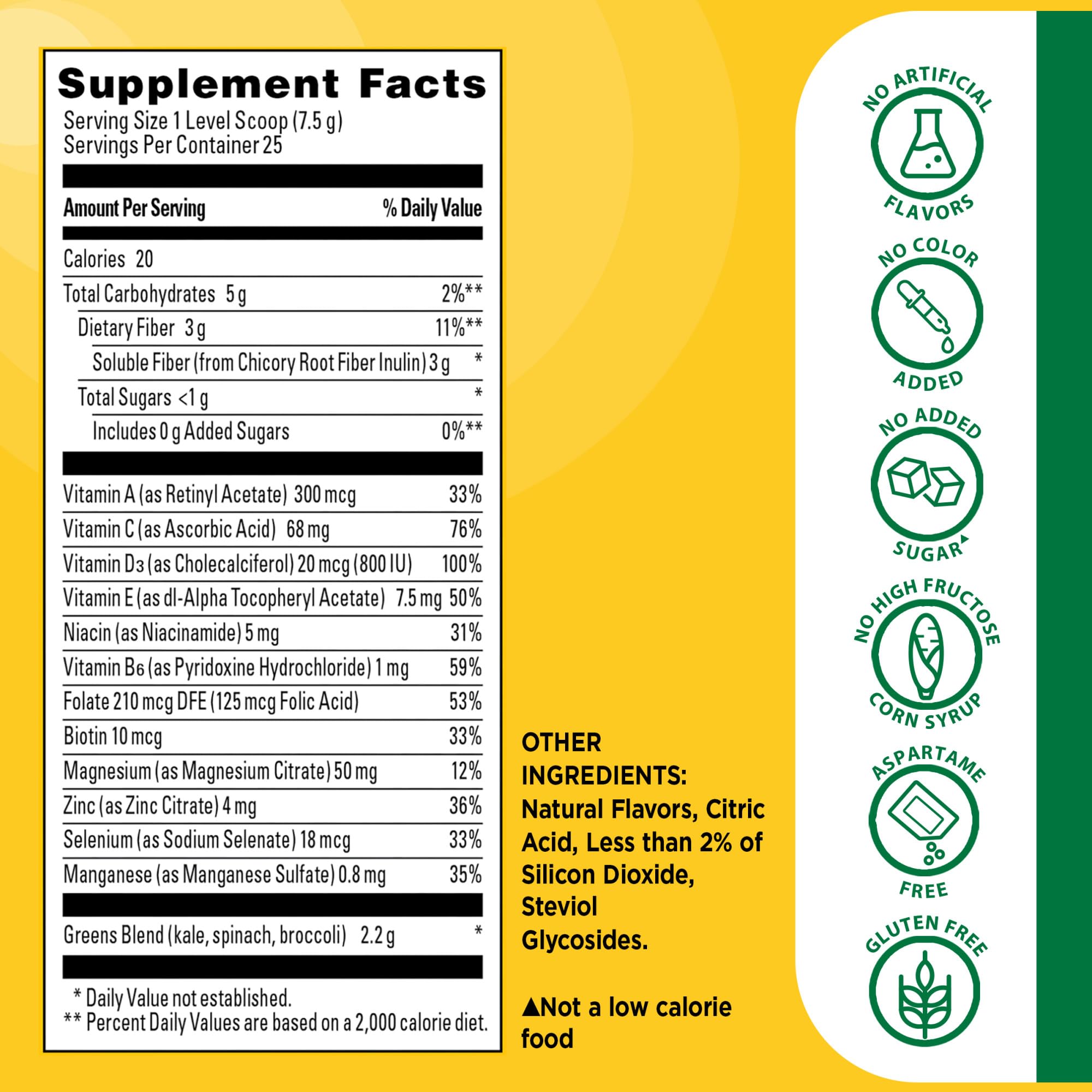 Nature Made Super Greens Powder with Prebiotic Fiber Drink Mix, Made with 1 Cup Veggies Per Serving, Fiber Supplement + Vitamins and Minerals, 25 Day Supply Nature MadeAu supplements