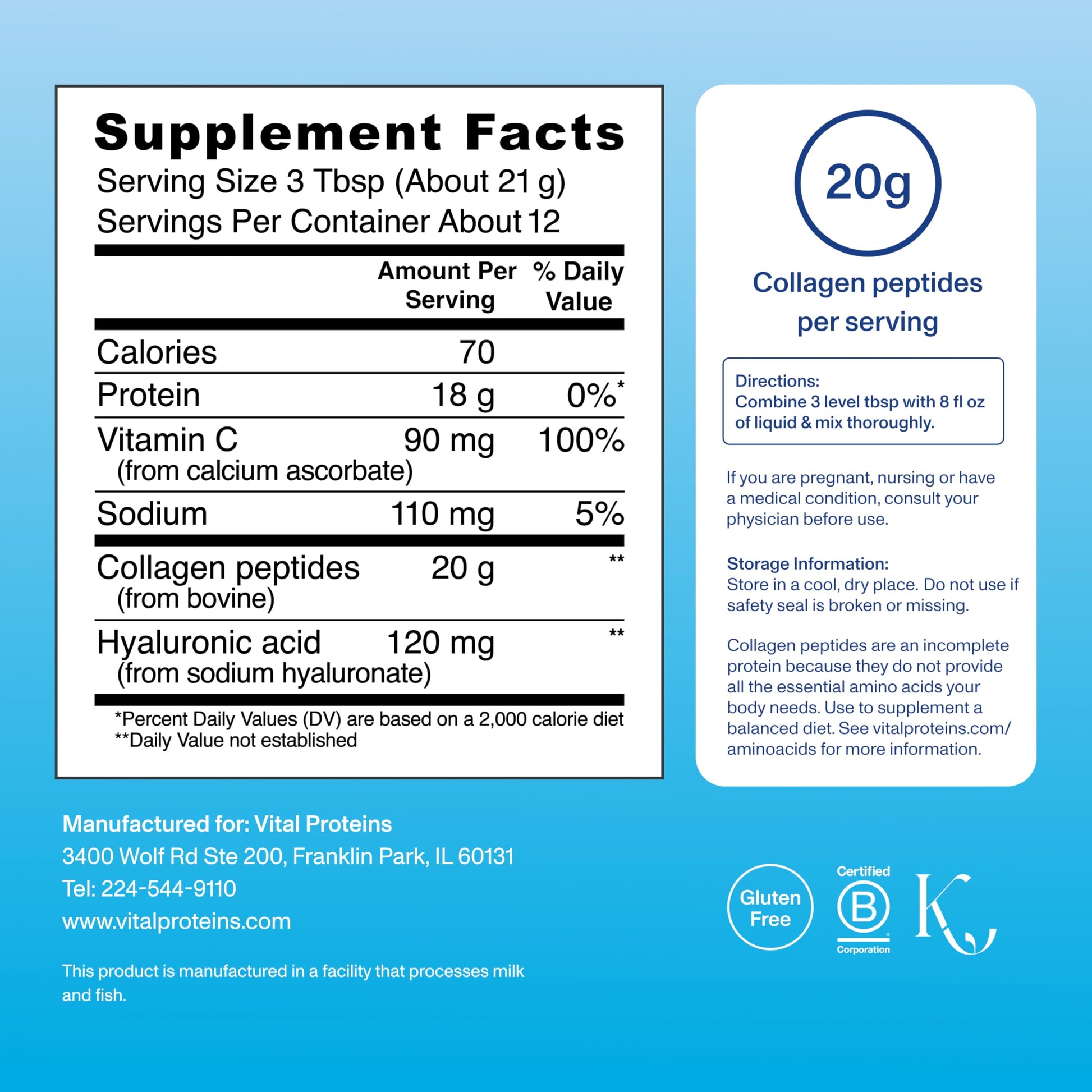 Vital Proteins Collagen Peptides Powder Advanced with Hyaluronic Acid & Vitamin C, Collagen Supplements, Unflavored, 12 Servings Vital ProteinsAu supplements