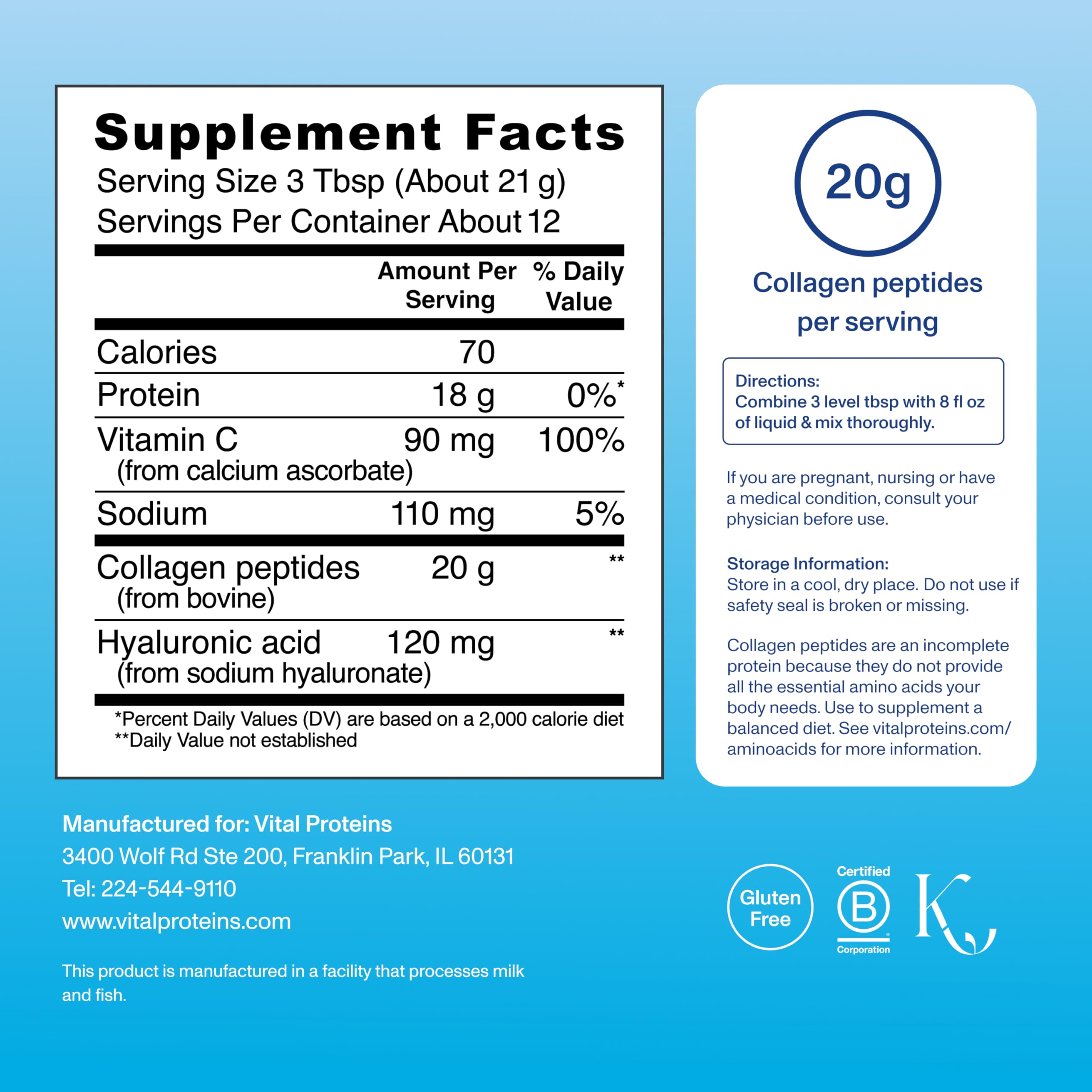Vital Proteins Collagen Peptides Powder Advanced with Hyaluronic Acid & Vitamin C, Collagen Supplements, Unflavored, 12 Servings Vital ProteinsAu supplements