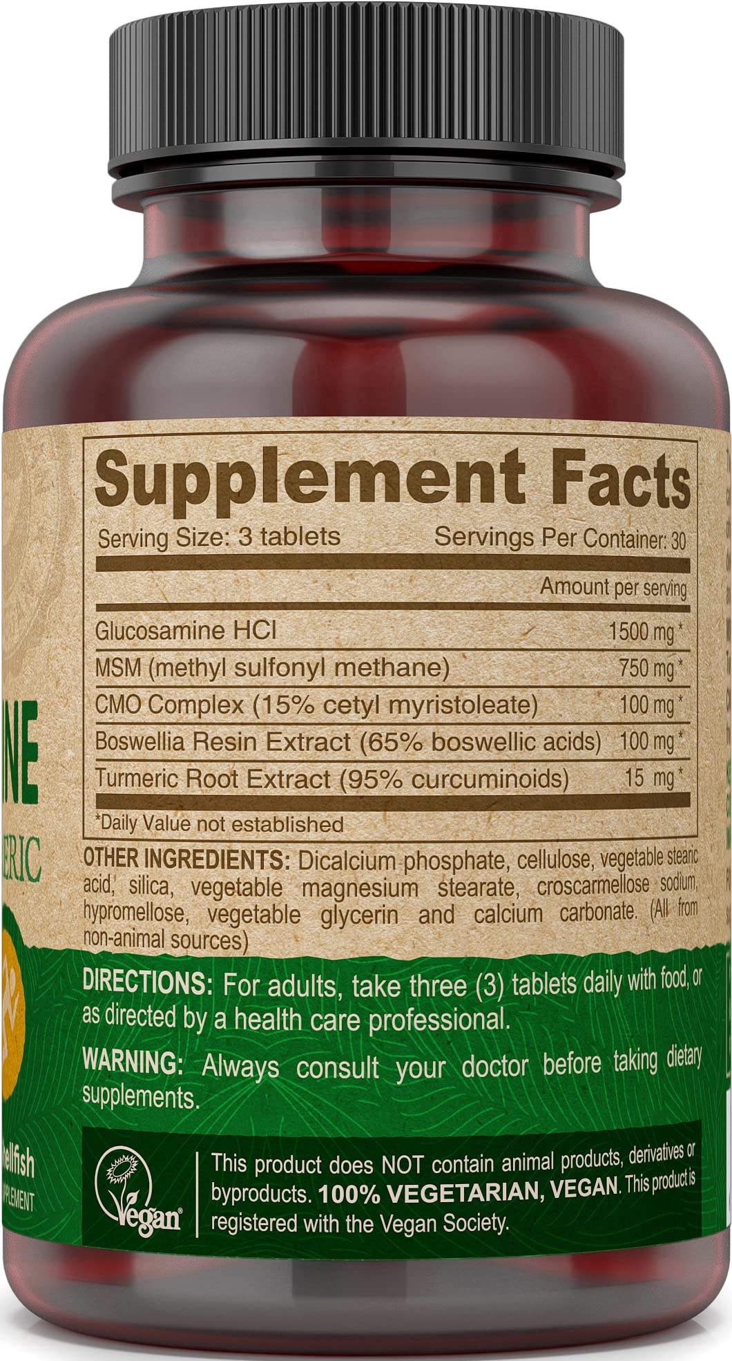 Deva Vegan Glucosamine-MSM-CMO & Turmeric Supplement - Gluten Free Plant Based Nutritional Supplement - 90 Tablets, 1-Pack DEVAAu supplements