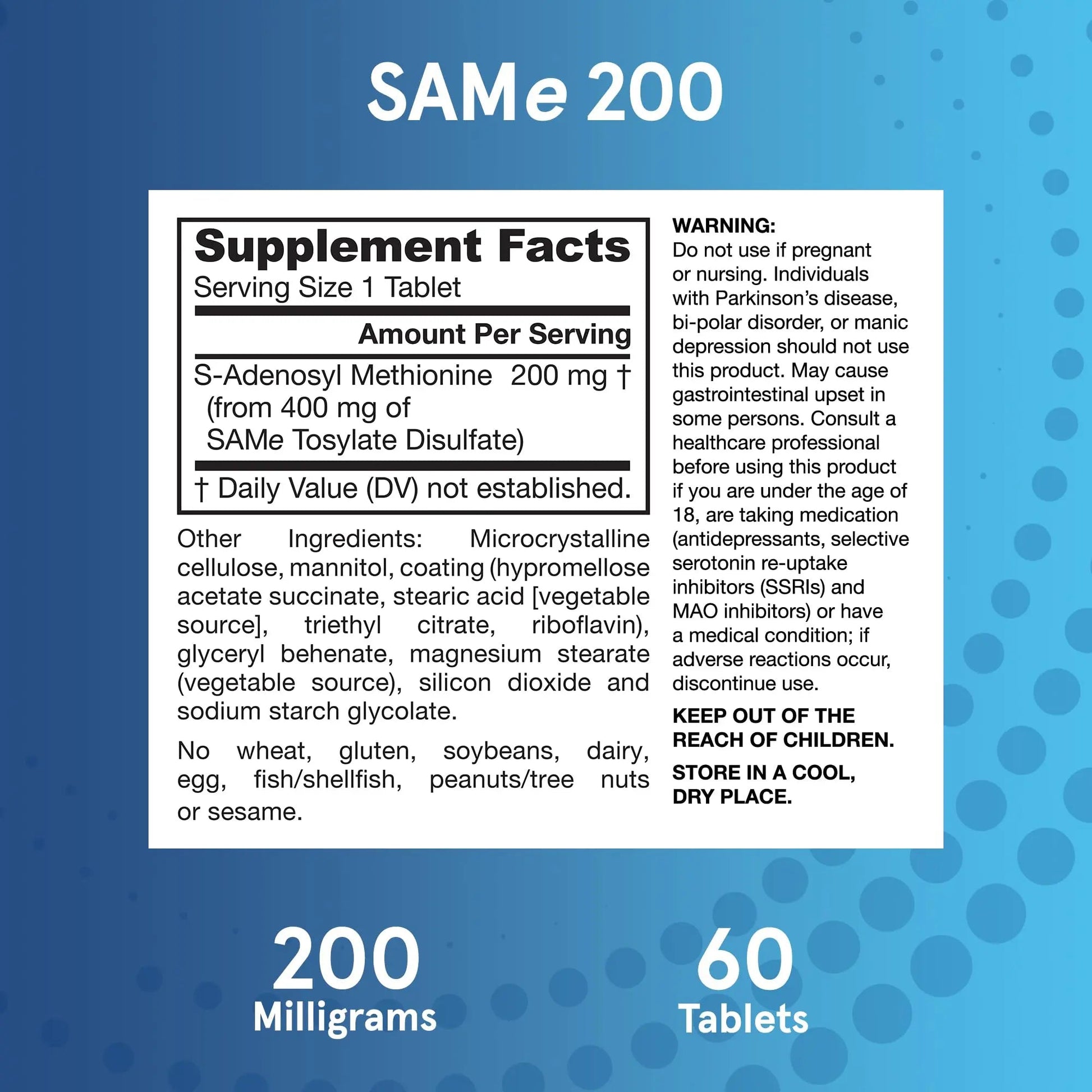 Jarrow Formulas® Same 200 mg, Supports Joint Health, Liver Function, Brain Metabolism, 60 Tablets, Up to A 60 Day Supply Jarrow FormulasAu supplements