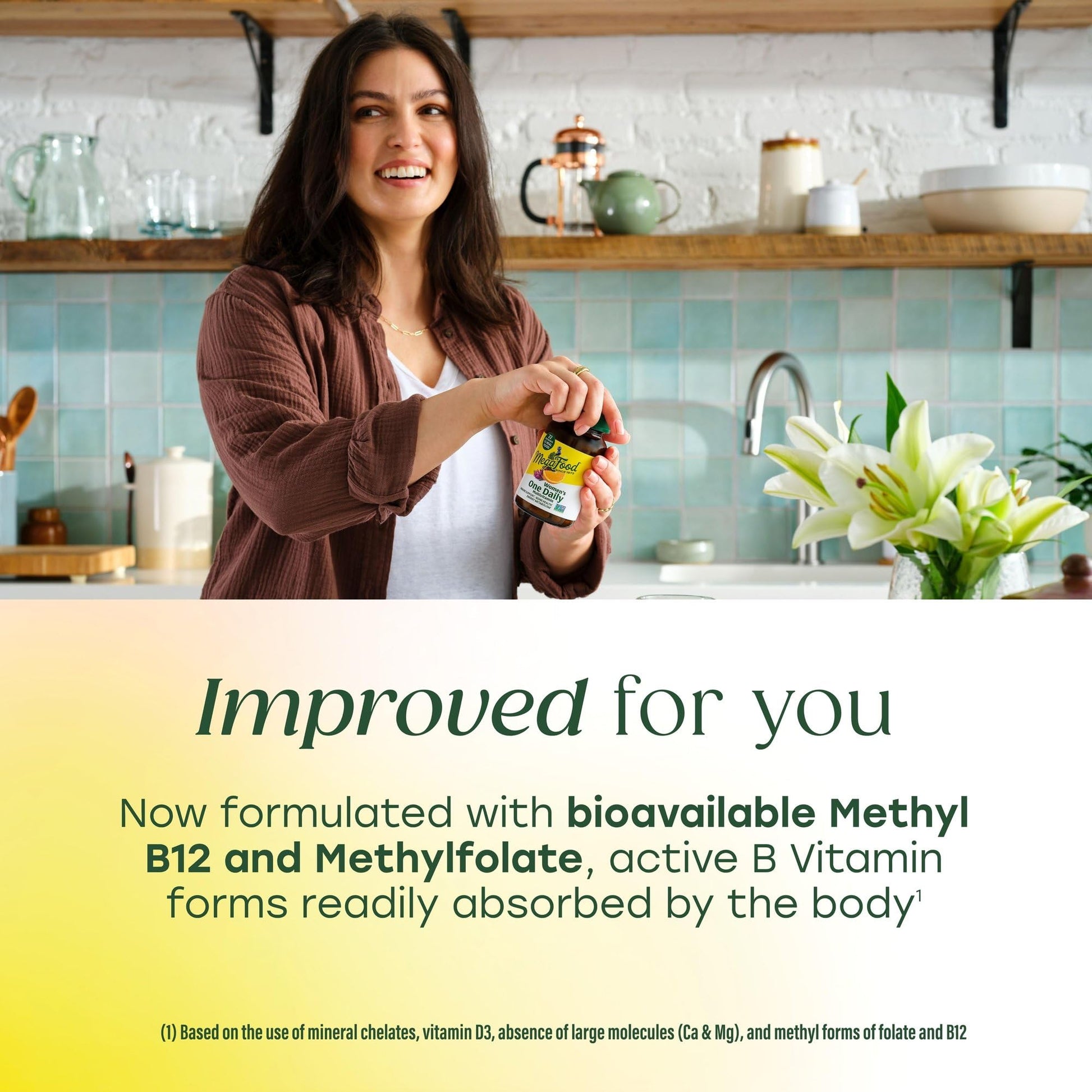 MegaFood Womens Multivitamin One Daily - Multivitamin for Women - Vitamin C, Vitamin D, Iron & B Vitamins - Bone, Energy Metabolism & Immune Support MegaFoodUS supplements