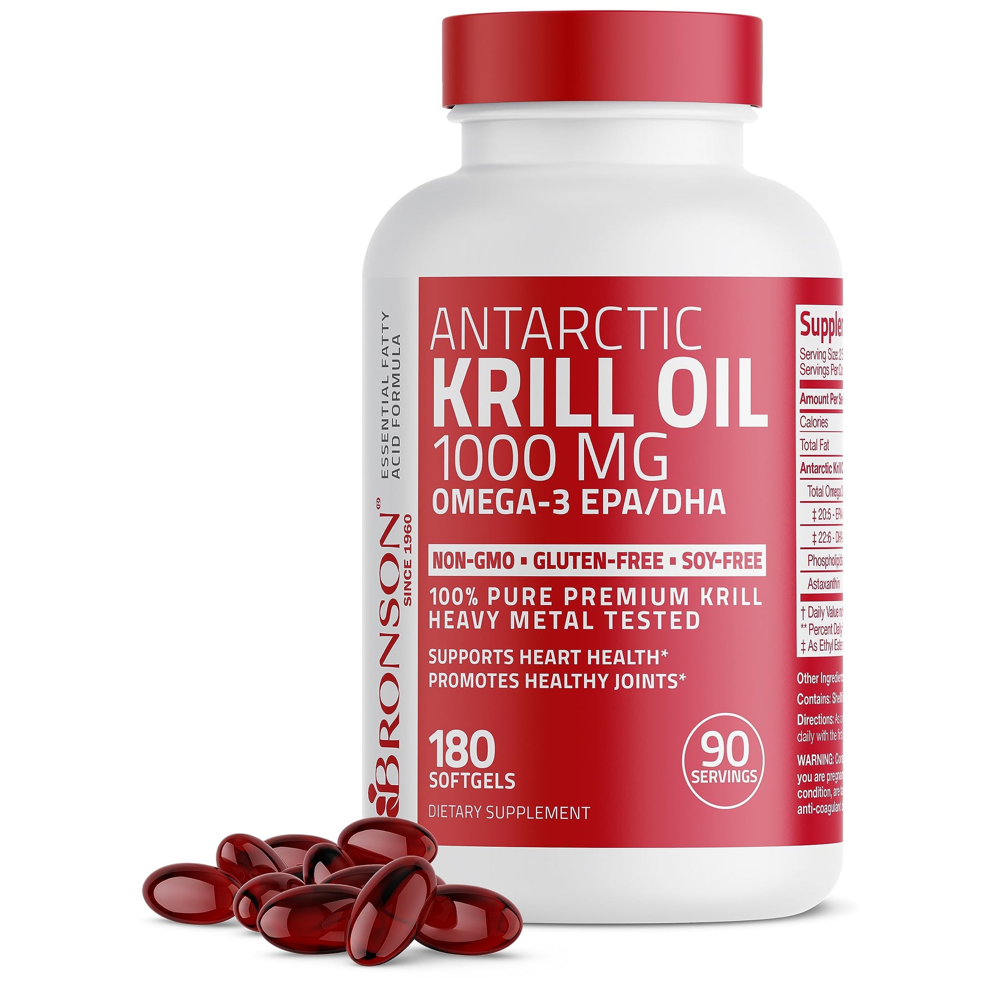 Bronson Antarctic Krill Oil 1000 mg with Omega-3s EPA, DHA, Astaxanthin and Phospholipid BronsonUS supplements